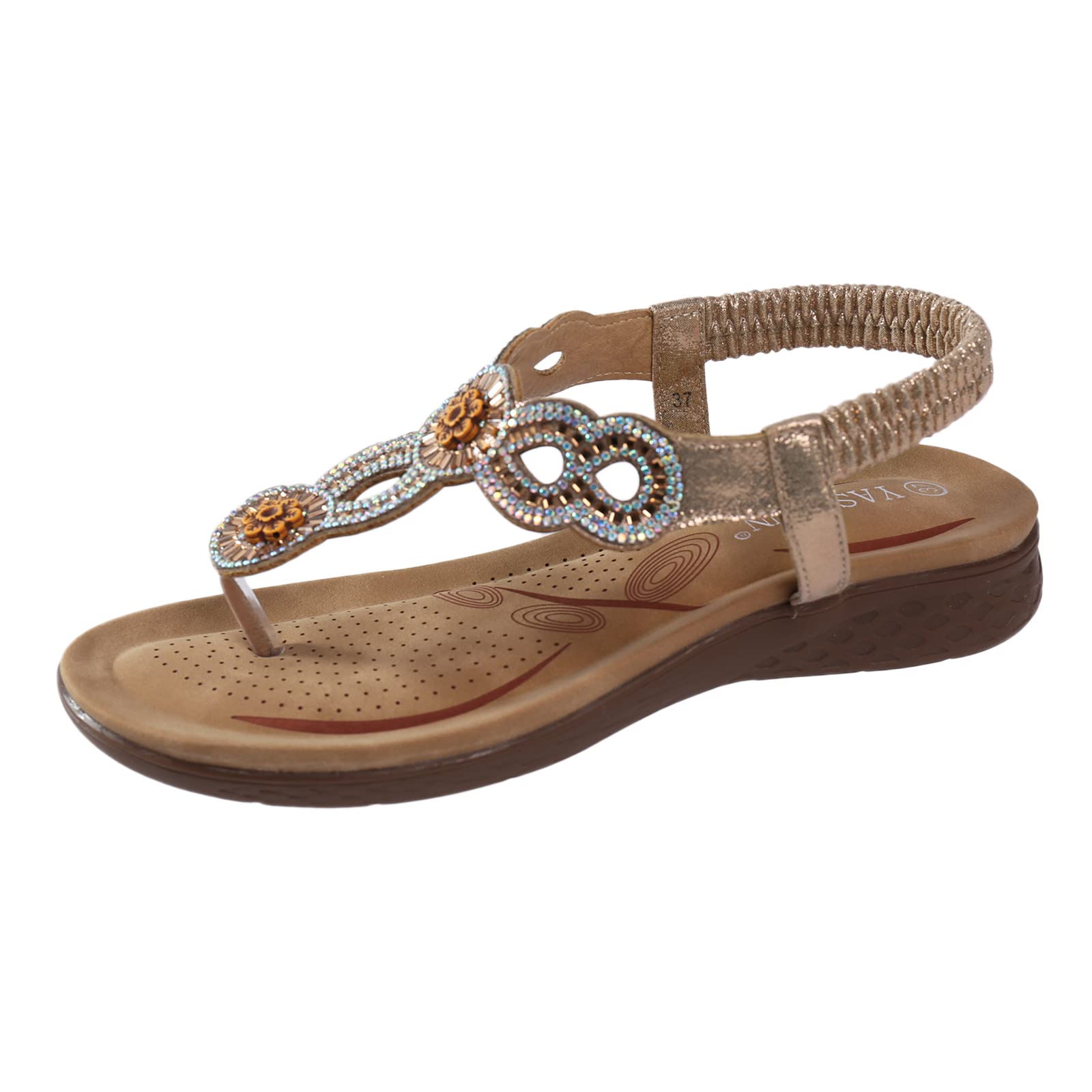 Quealent Women's Crystal Rhinestone Flat Sandals - Bling Summer Beach Flip Flops for Casual Wear, Outdoor Walking & Vacation Essentials