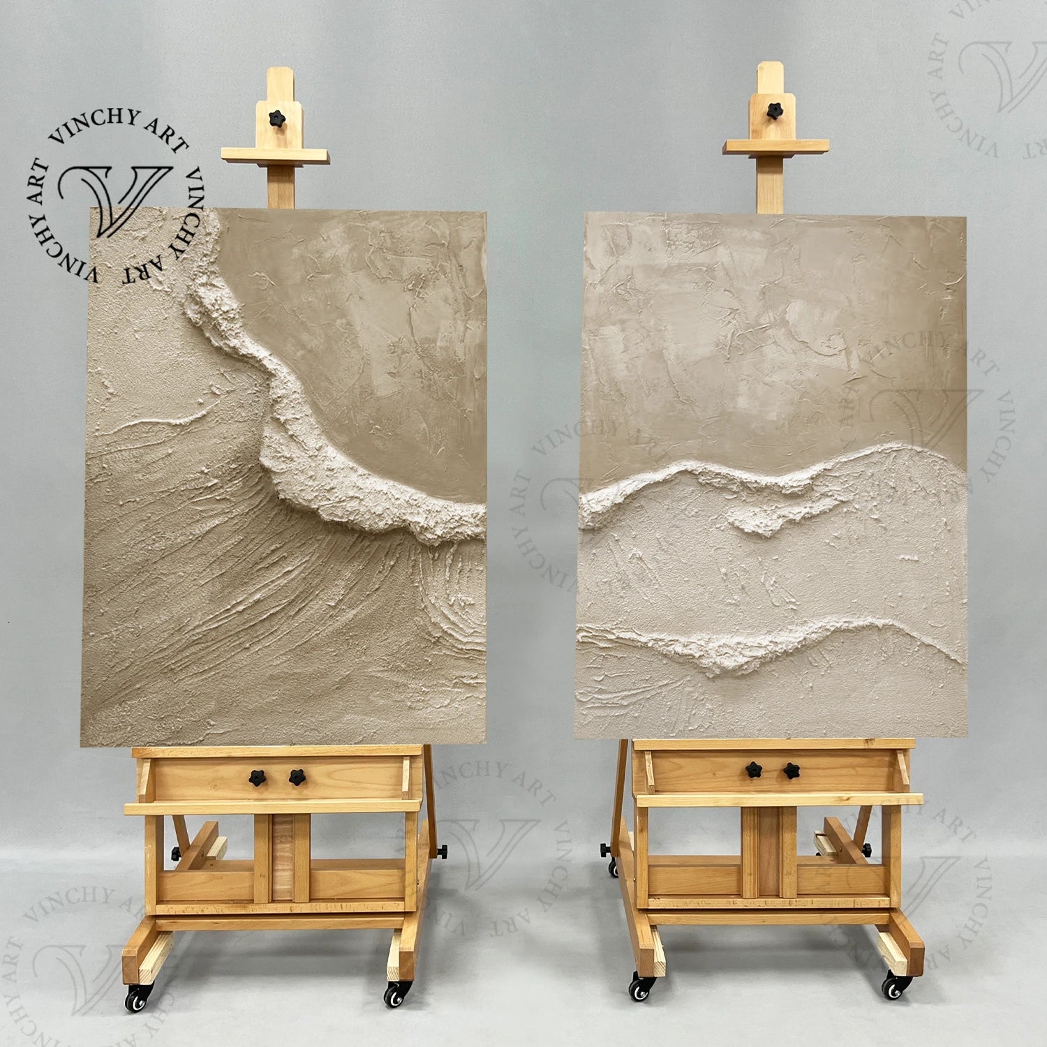 Ocean and Sky Painting Set of 2 - Modern Coastal Wall Art for Living Room & Bedroom Decor | Ready to Hang Canvas Prints | Home & Office Wall Decor