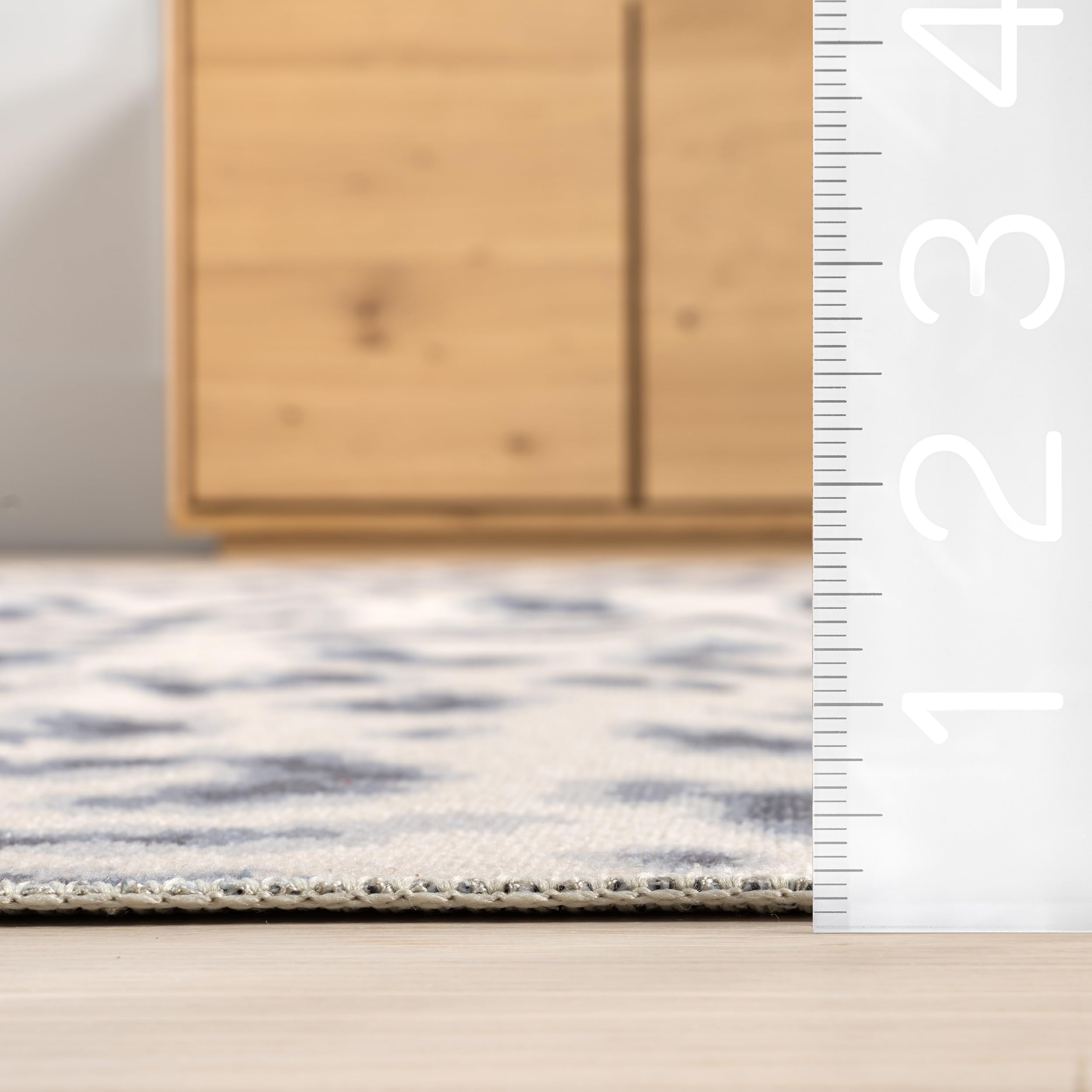 nuLOOM 8' Round Washable Area Rug - Stain Resistant & Non-Slip Backing - Low Profile Design for Living Room, Bedroom, Dining Room - Mason Blue - Perfect for High Traffic Areas & Pet-Friendly Homes