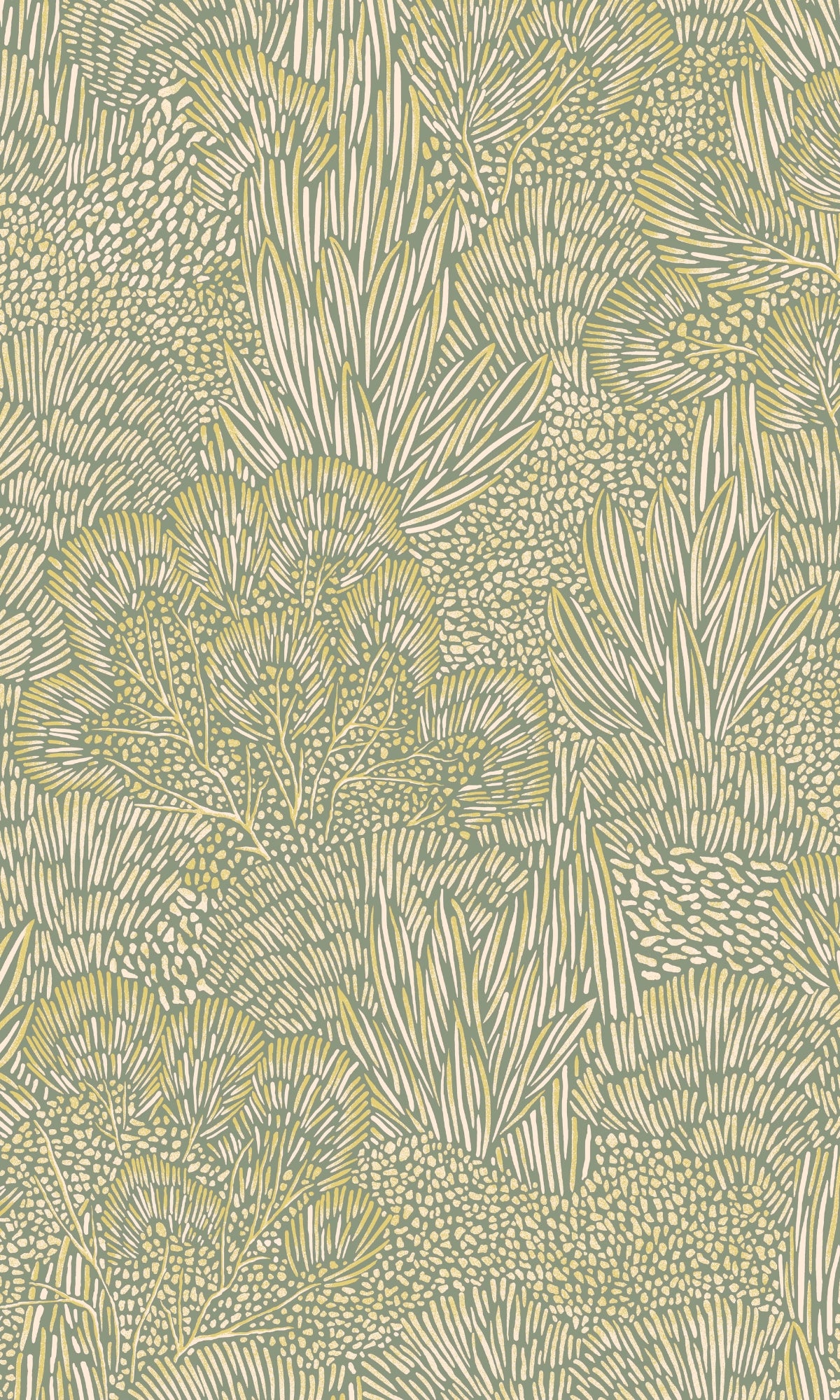 Green & Gold Embossed Tropical Leaves Wallpaper R9096 - Nature-Inspired Peel & Stick Wallpaper for Living Room, Bedroom, or Nursery Decor