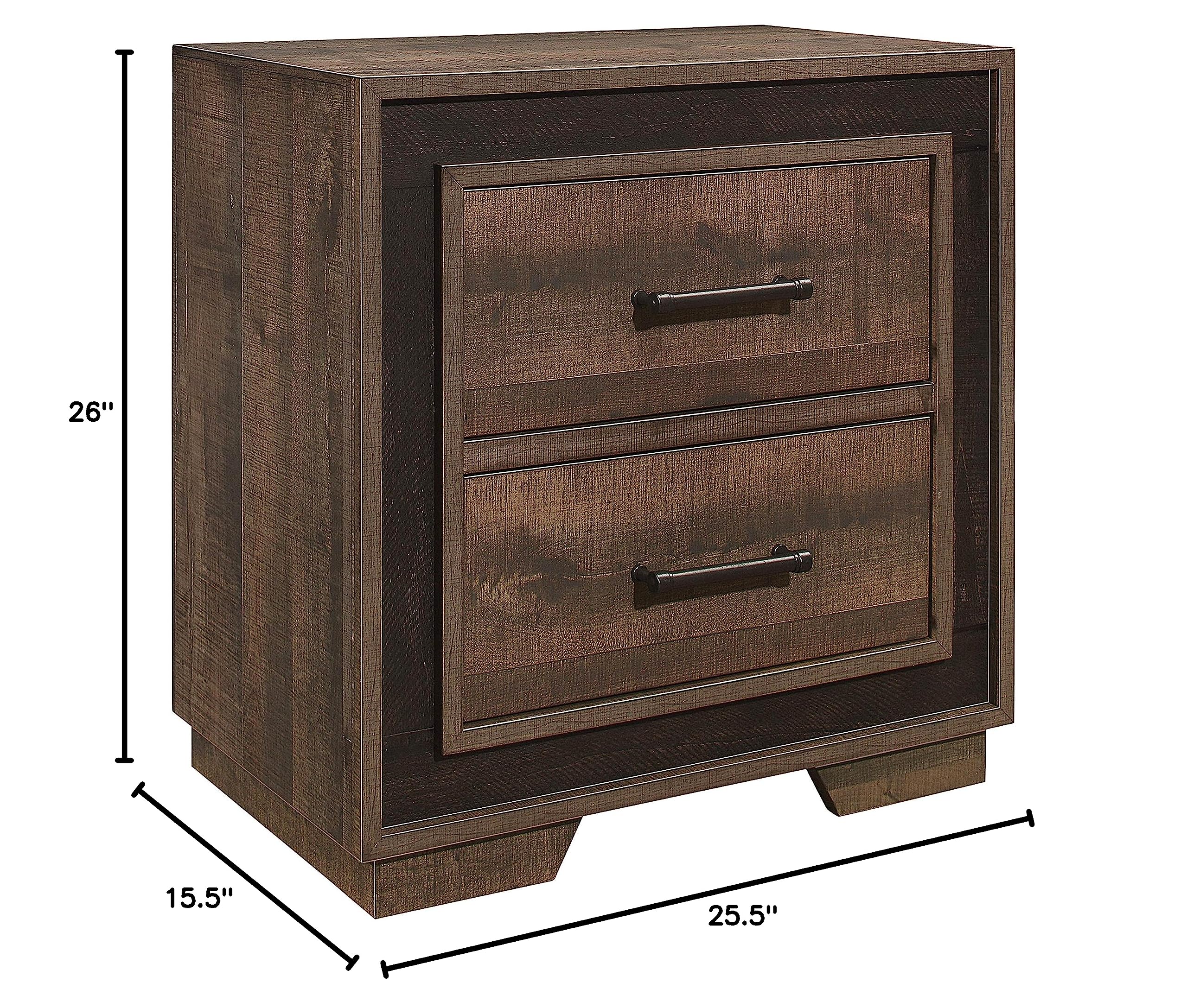 Lexicon Ennis Two-Drawer Nightstand - Modern Bedside Table with Storage for Bedroom, Living Room & Guest Room - Wooden End Table with Smooth Finish & Spacious Drawers