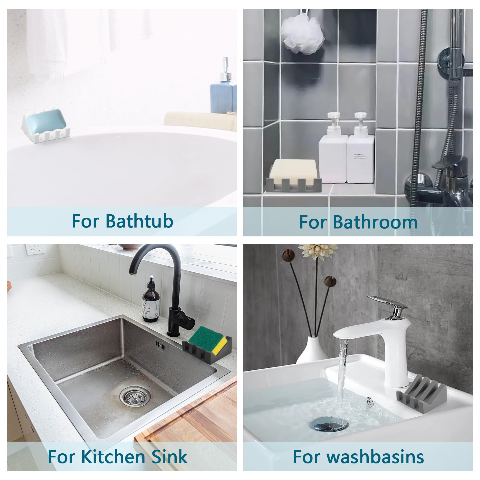 Upgraded Silicone Soap Dish with Drainage - Shower Bar Soap Holder for Bathroom Organization (White)