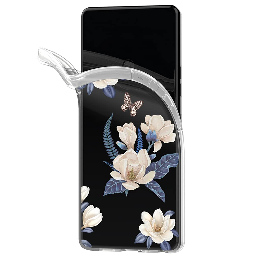 Cute Clear Slim Shockproof Samsung Galaxy S9 Case for Women - Soft Flexible TPU Rubber Protective Phone Cover with Floral Pattern (White Flower) | Perfect for Everyday Use, Work & Travel Protection