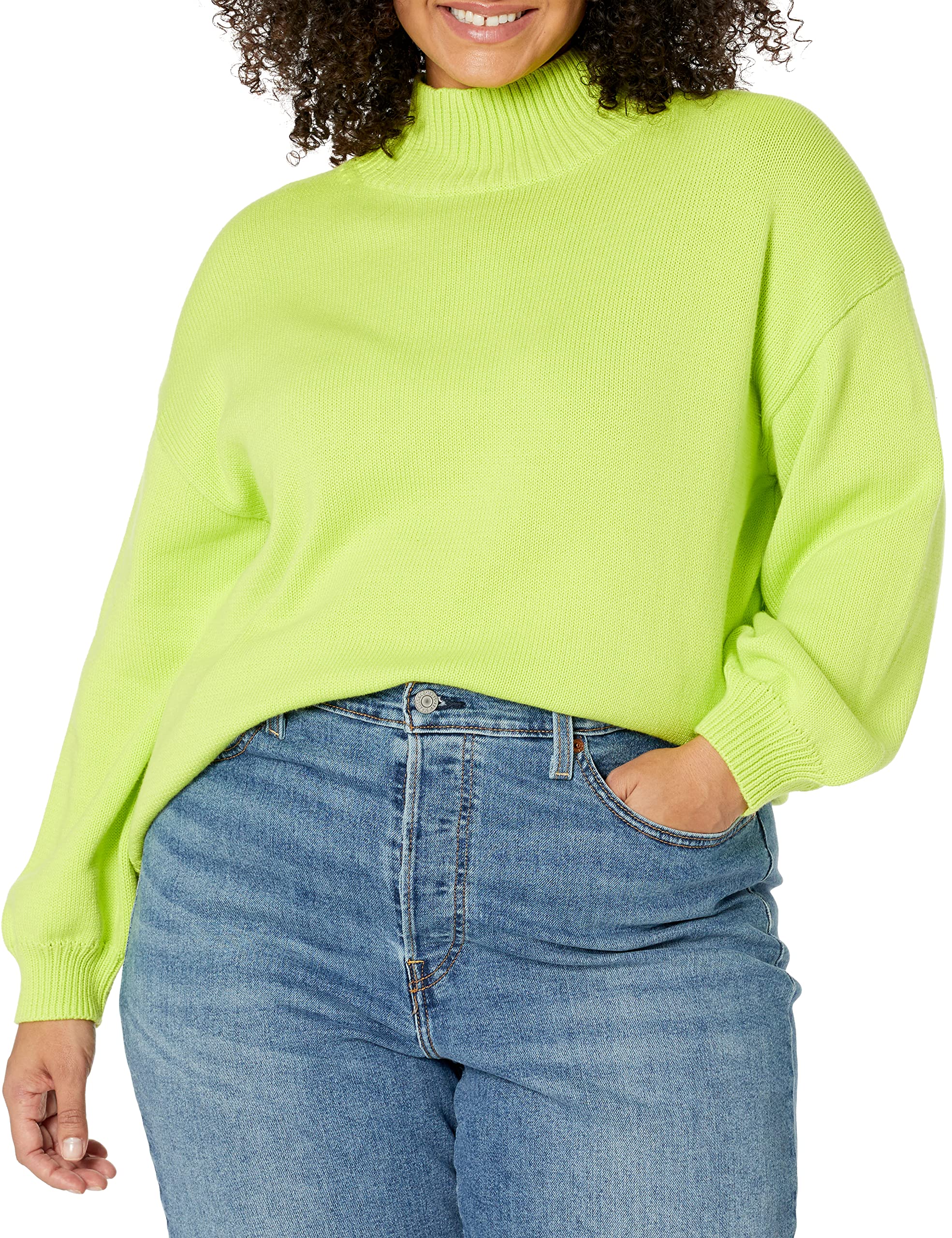 Amazon Essentials Women's Cotton Sweaters - Soft Funnel Neck Pullovers in Plus Sizes | Comfortable Casual Wear for Office, Travel & Everyday Outfits
