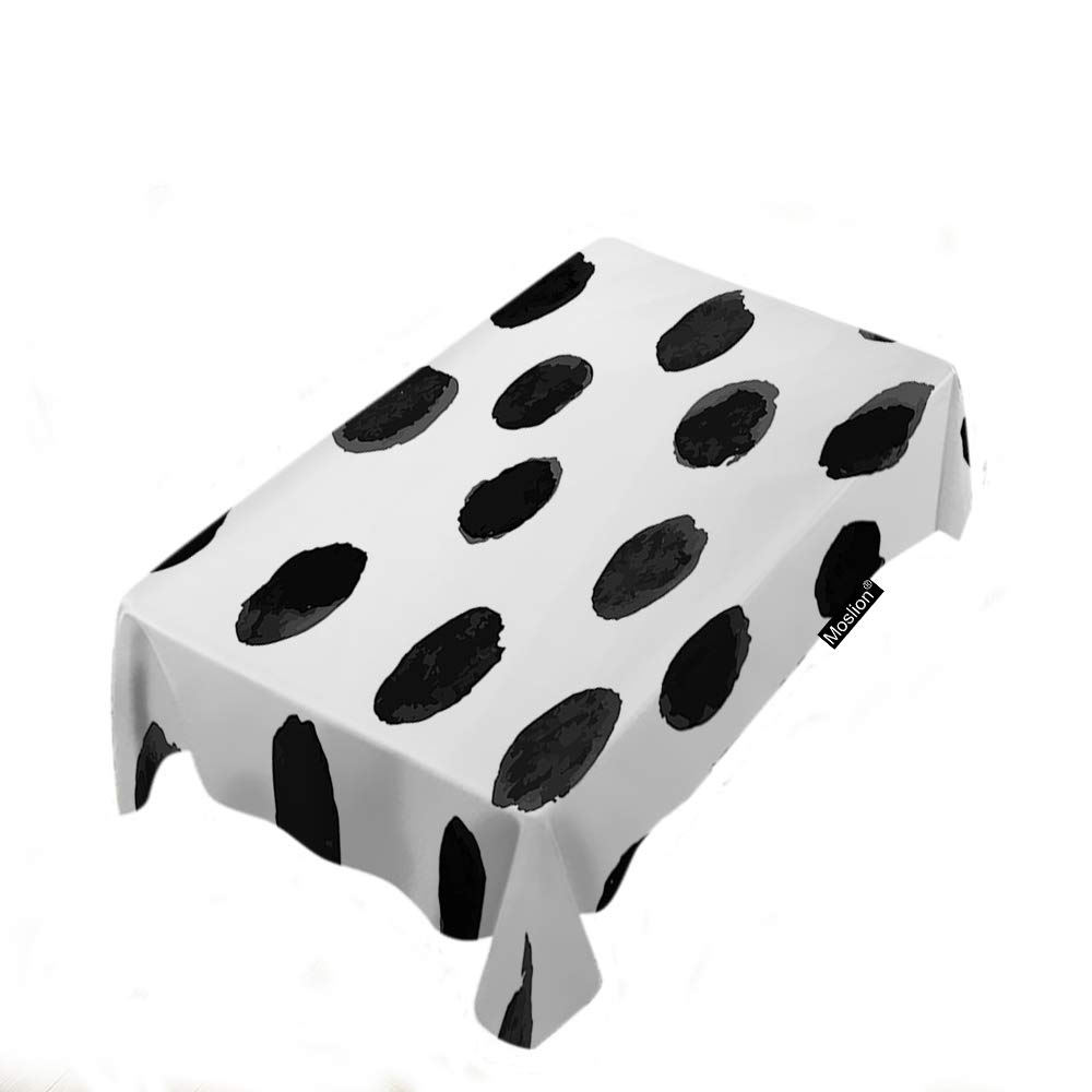 Moslion Polka Dot Brush Stroke Dalmatian Cheetah Print Animal Pattern Rectangular Tablecloth - 60x104 Inch Polyester Picnic BBQ Kitchen Table Cover for Outdoor Dining, Parties & Home Decor