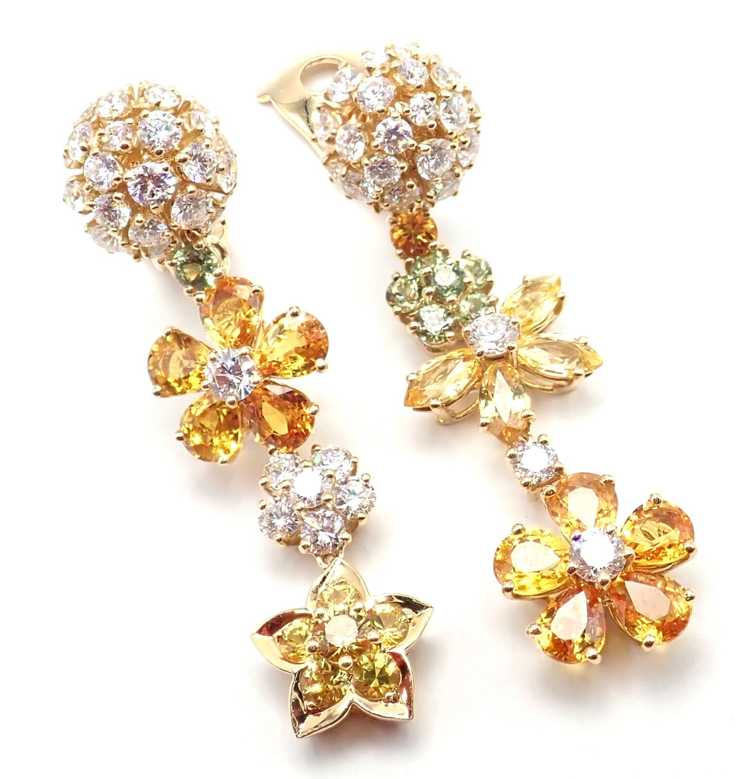 Authentic Van Cleef & Arpels Folies des Pres 18k Gold Diamond Sapphire Earrings - Luxury Jewelry for Women, Perfect for Weddings & Special Occasions
