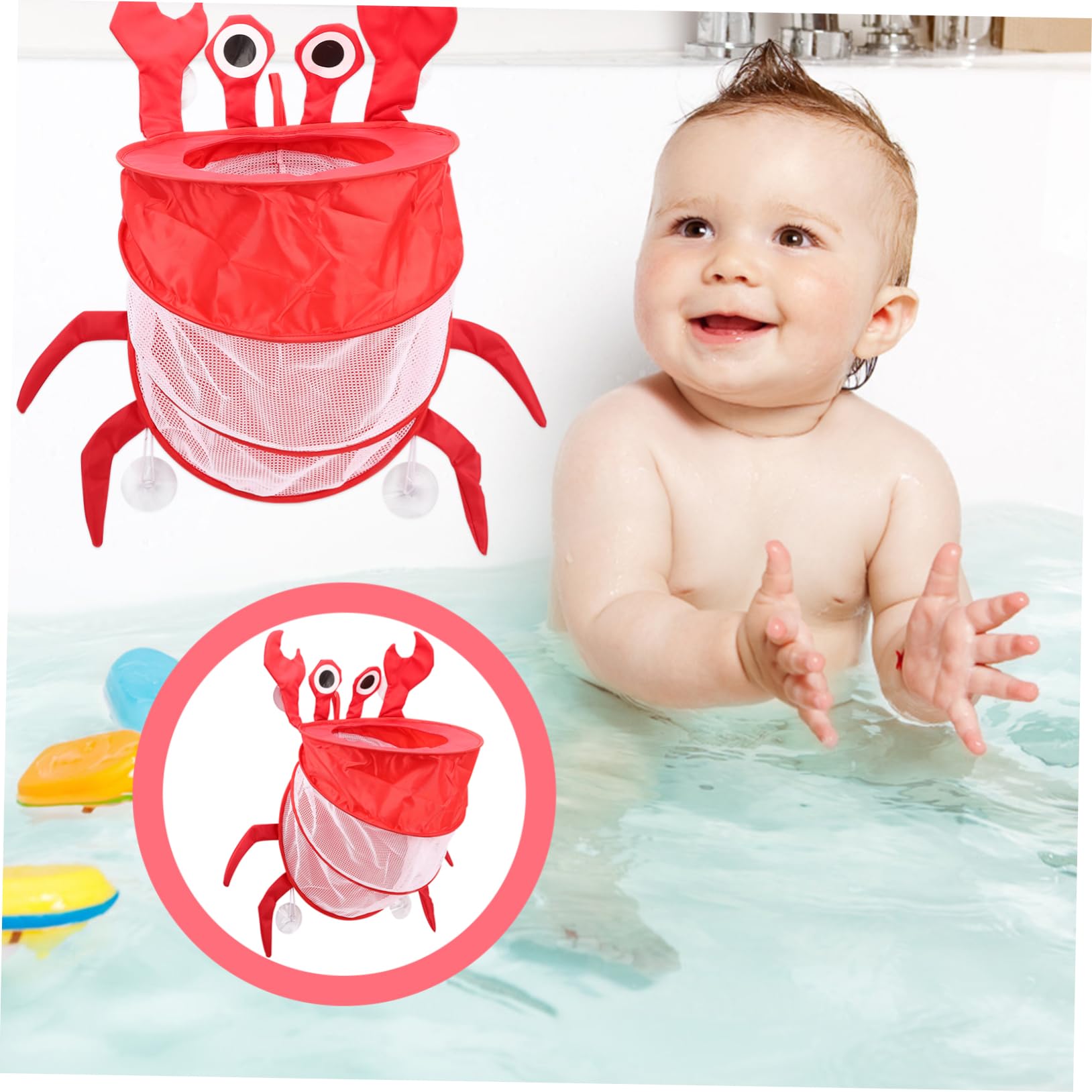 HEMOTON 5-Pack Mesh Bath Toy Storage Bag - Foldable Hanging Organizer for Bathtub Toys, Waterproof Toy Holder for Boys and Girls - Perfect for Bath Time, Pool, and Beach Use