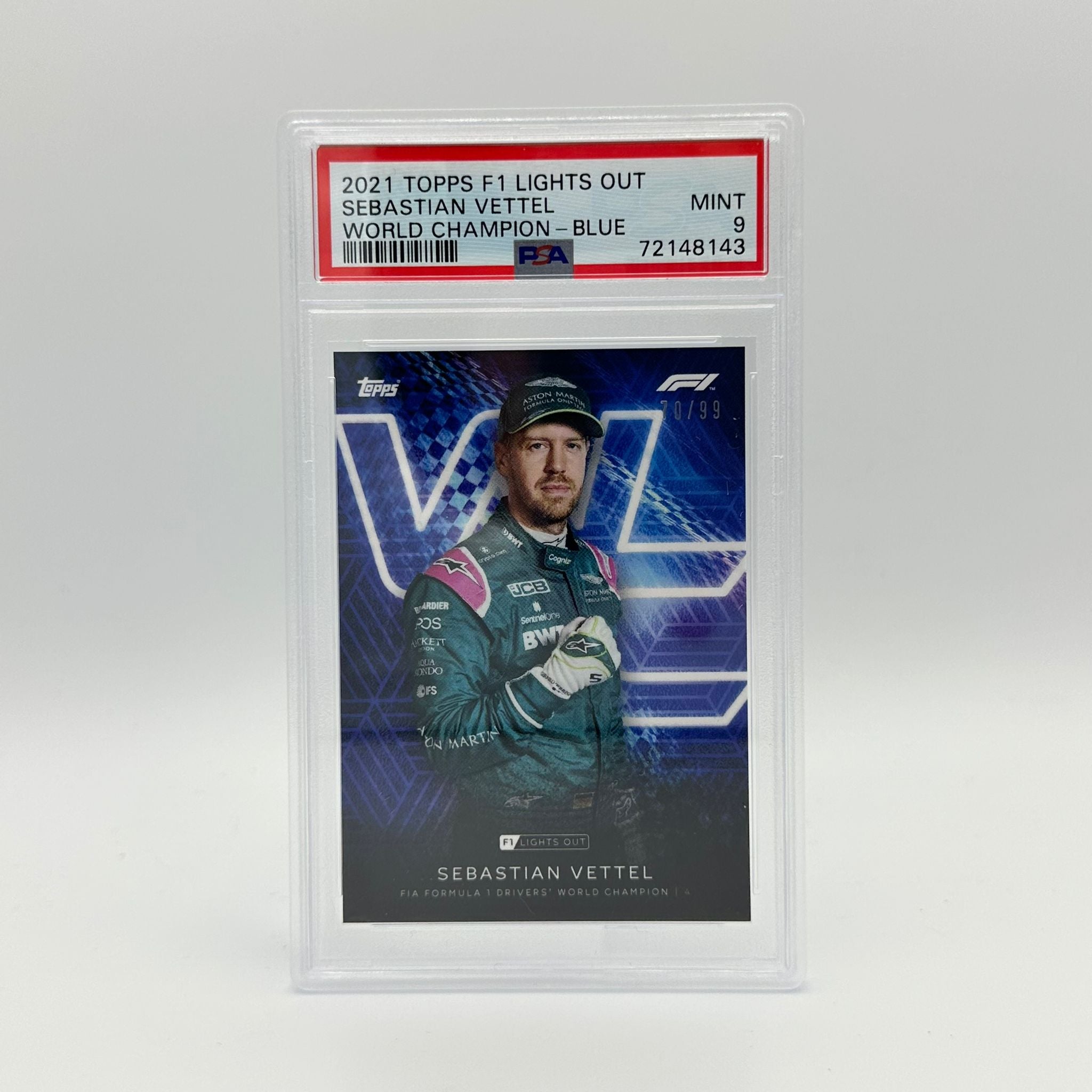 PSA 9 Graded 70/99 Sebastian Vettel World Champion F1 Racing Card - Perfect for Collectors, Investors & Motorsport Fans Display