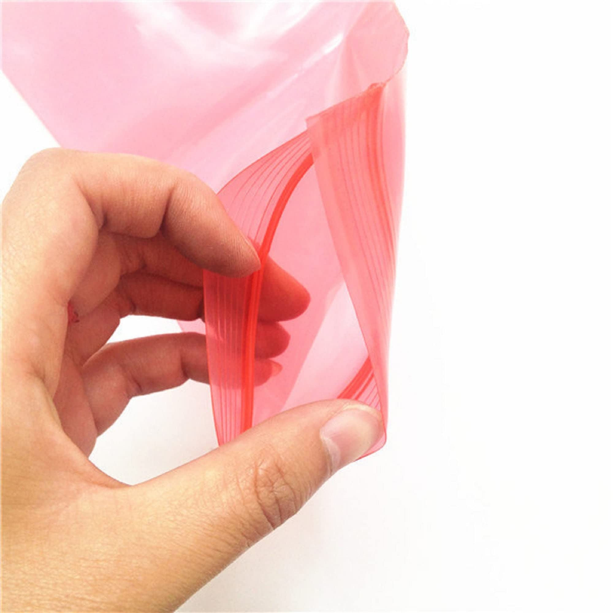 100 Pack 4 Mil Heavy Duty Reclosable Plastic Bags - 3x5 Inches Pink Anti-Static Zipper Sealable Bags for Small Business Packaging | Ideal for Jewelry, Crafts, Electronics & Office Organization