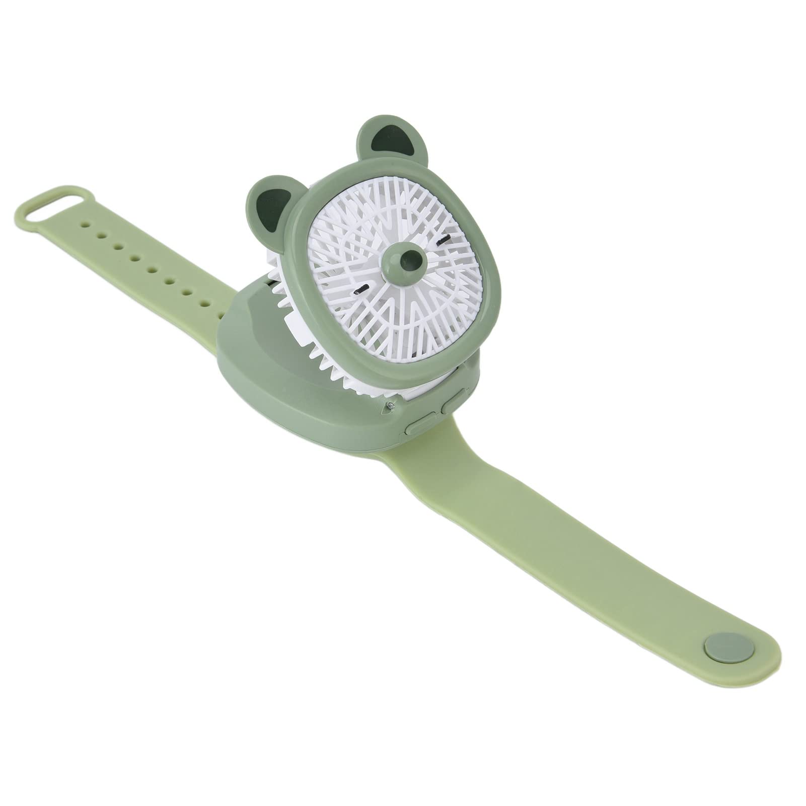 Portable Wear-Resistant Wrist Fan with Adjustable Strap - Green Bear Design for Kids, School & Outdoor Activities | Perfect for Summer, Sports & Travel Cooling
