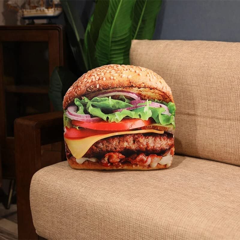 Realistic Food Plush Pillows - Hot Dog, Bread, Pizza, Hamburger & Pancake Cushions - Soft Simulated Snack Decor & Backrest for Bedroom, Living Room & Game Room (Pizza Style)