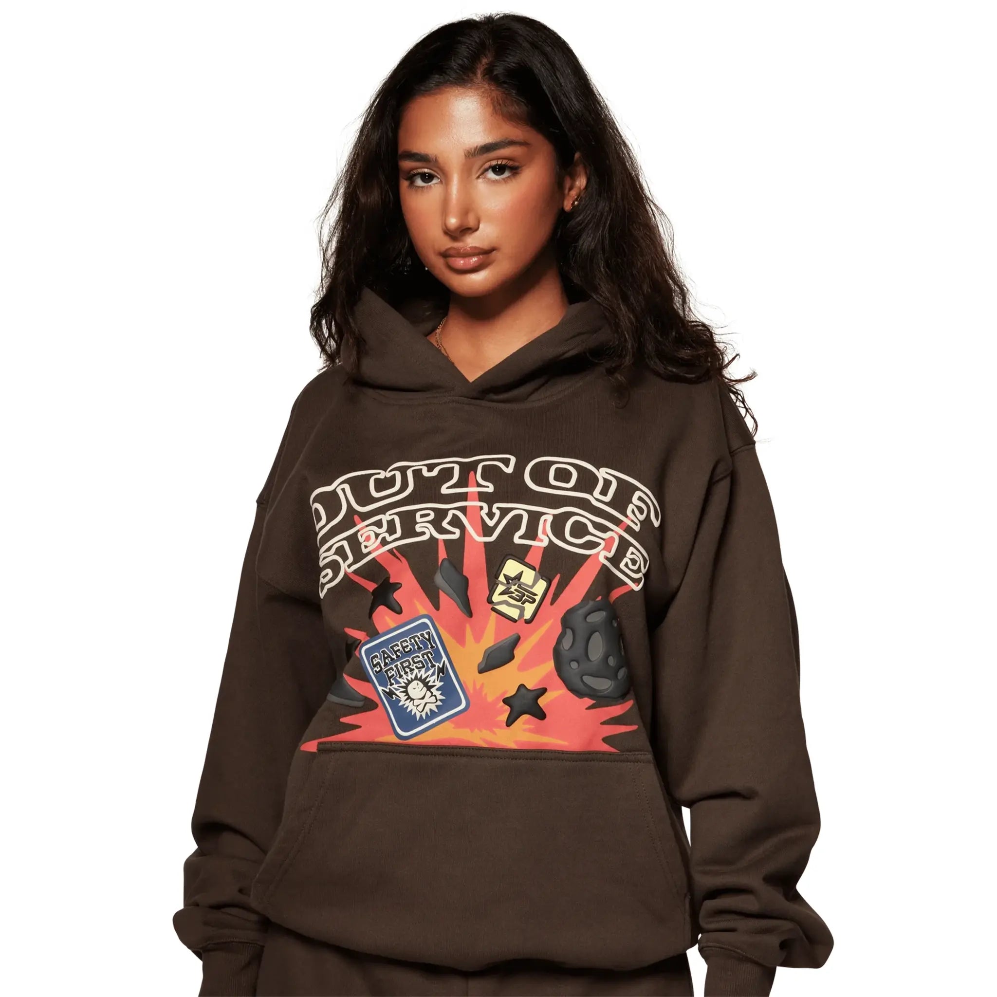 Broken Planet Out Of Service Mocha Brown Hoodie - Men's & Women's Streetwear Pullover Sweatshirt | Cozy Winter Fashion for Urban Lifestyle & Casual Outings