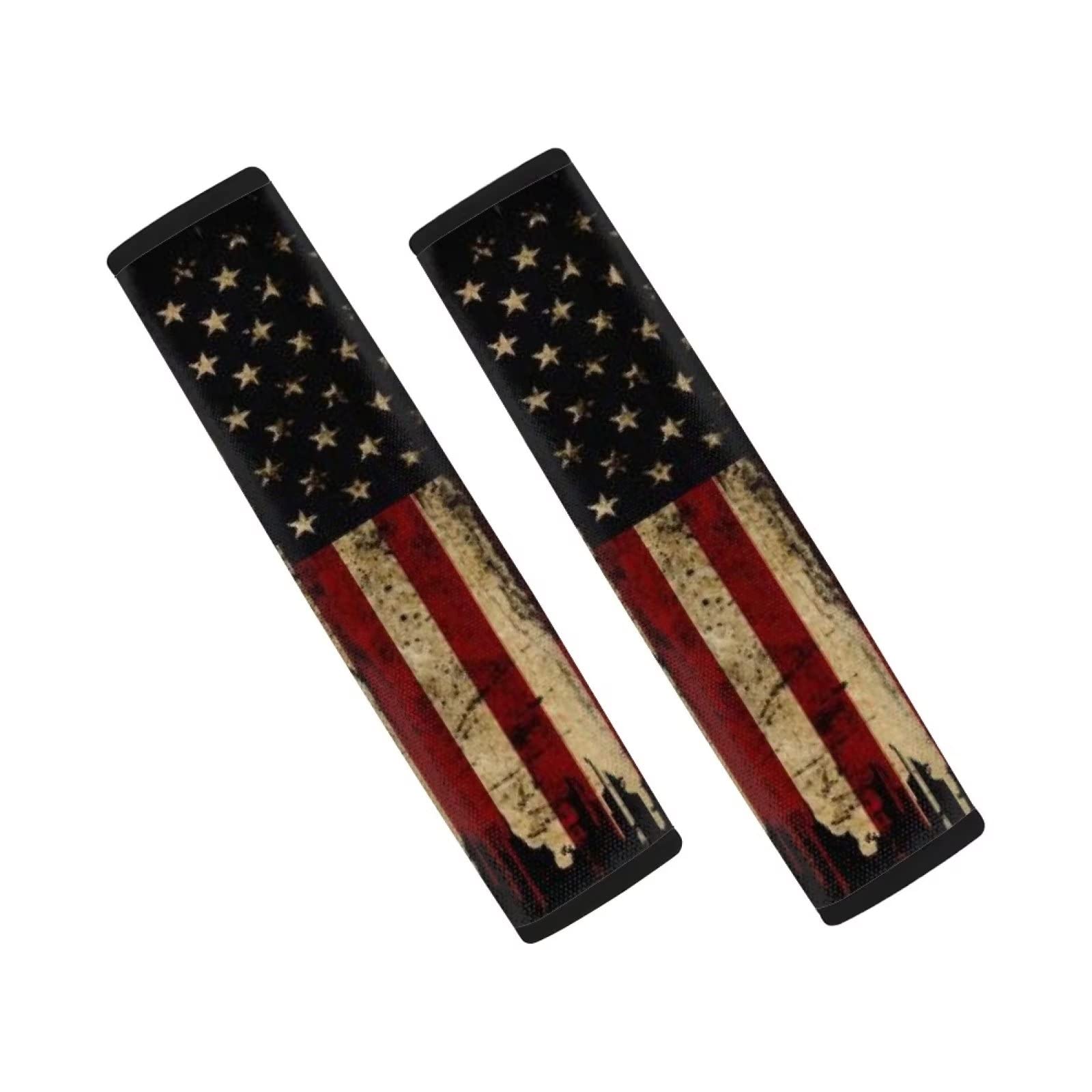 FOR U DESIGNS 2Pcs Vintage American Flag Print Car Seat Belt Covers - Universal Fit Shoulder Pads for Men & Women | Comfortable Driving Accessories for Road Trips & Daily Commute