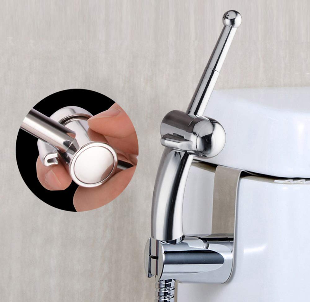 Portable Handheld Bidet Sprayer Kit with Adjustable Pressure (Jet/Soft Spray) - 7/8 Inch Brass Valve & Metal Hose for Toilet, Cloth Diaper Cleaning - Perfect for Bathroom Hygiene, Baby Care & Travel Use