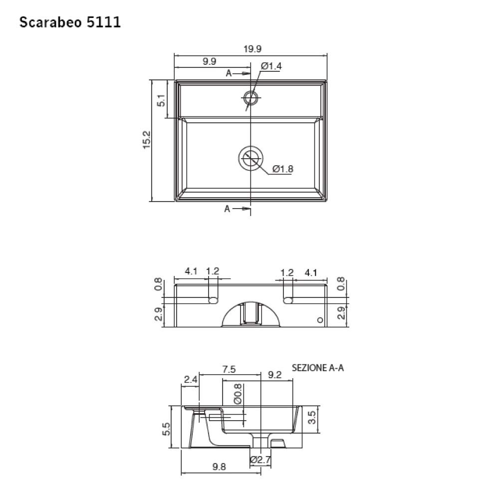 Scarabeo 5111 White One Hole Bathroom Sink - Modern Single Faucet Vessel Sink for Powder Room, Guest Bath & Small Space Installation