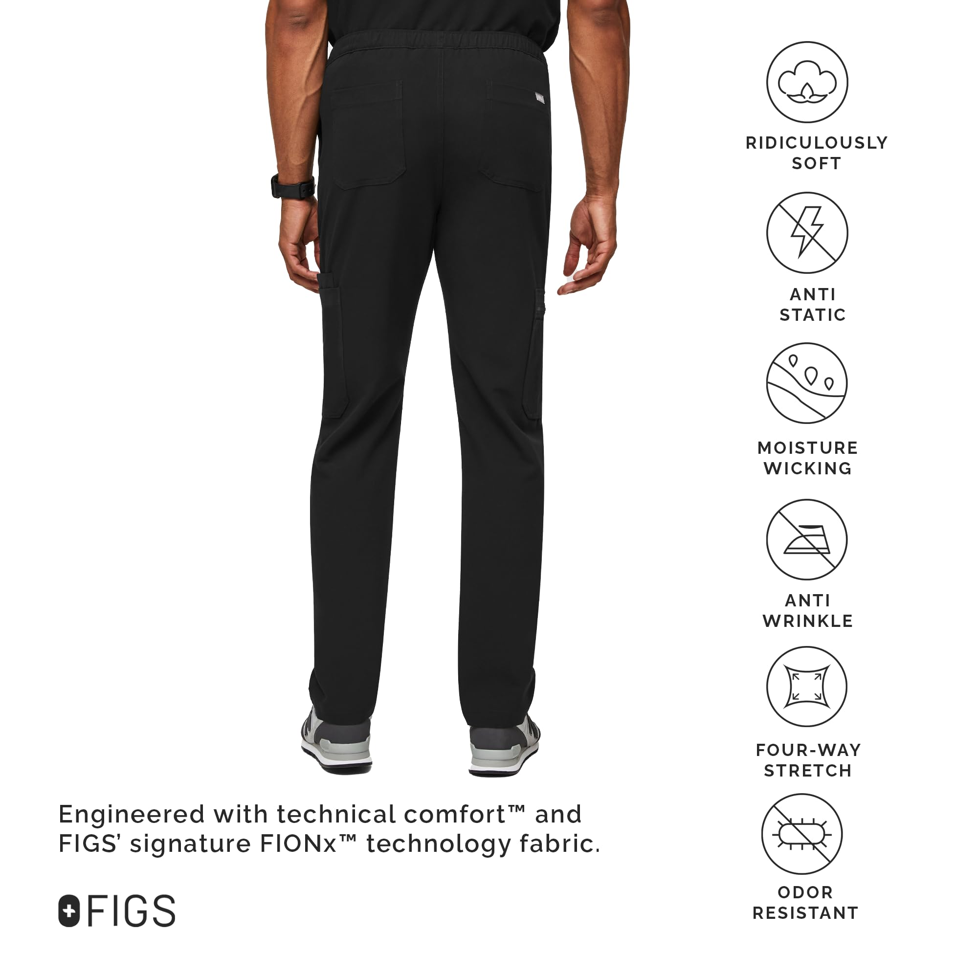 FIGS Cairo Cargo Scrub Pants for Men - Classic Straight Leg Medical Scrubs with 9 Pockets | 4-Way Stretch Fabric | Anti-Wrinkle & Comfortable | Perfect for Doctors, Nurses & Healthcare Professionals