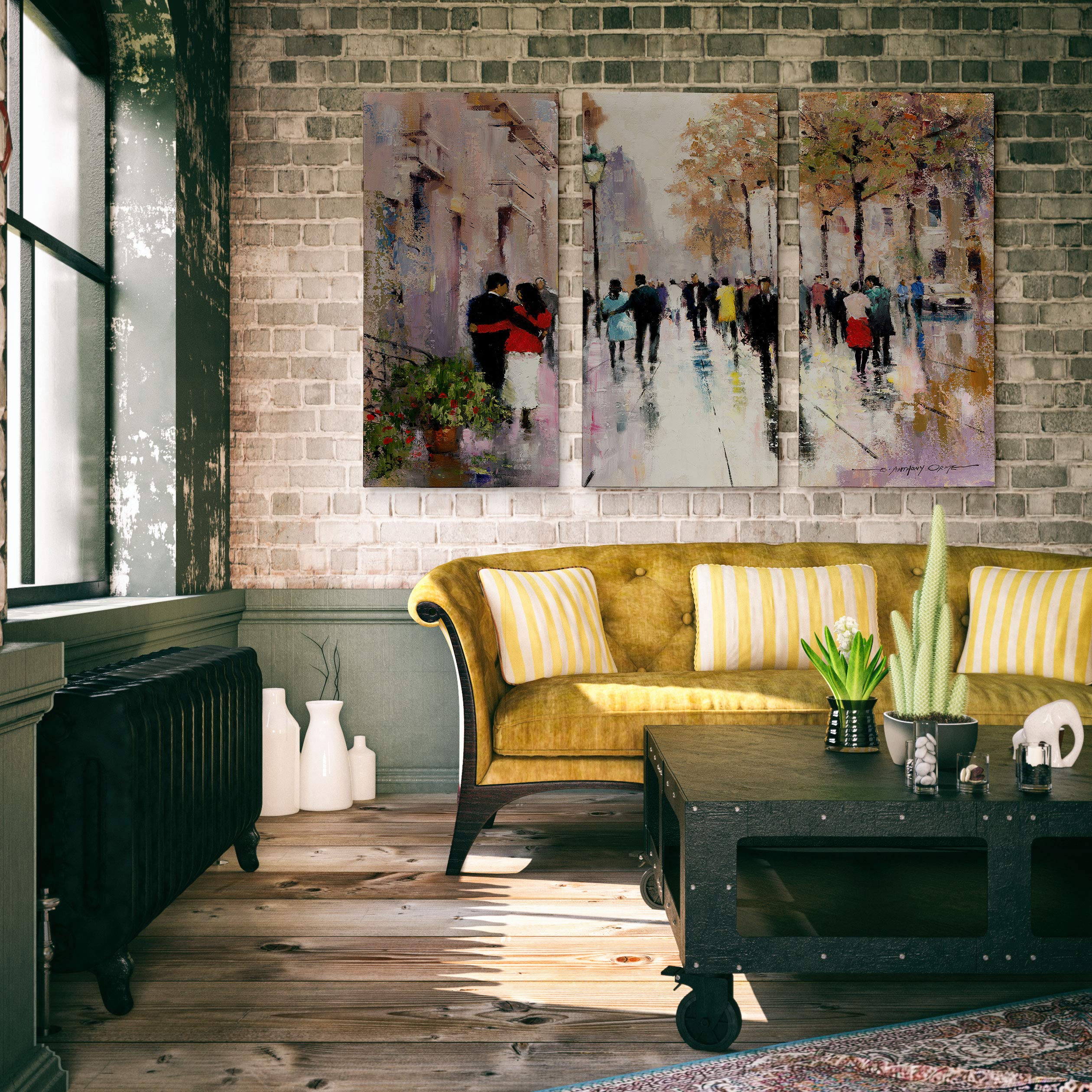 Wexford Home 3-Panel City Paris Afternoon II Canvas Wall Art - Modern Home & Office Decor for Living Room, Bedroom (32x48 Inches) - Perfect for Urban Style Interiors & Gift Giving