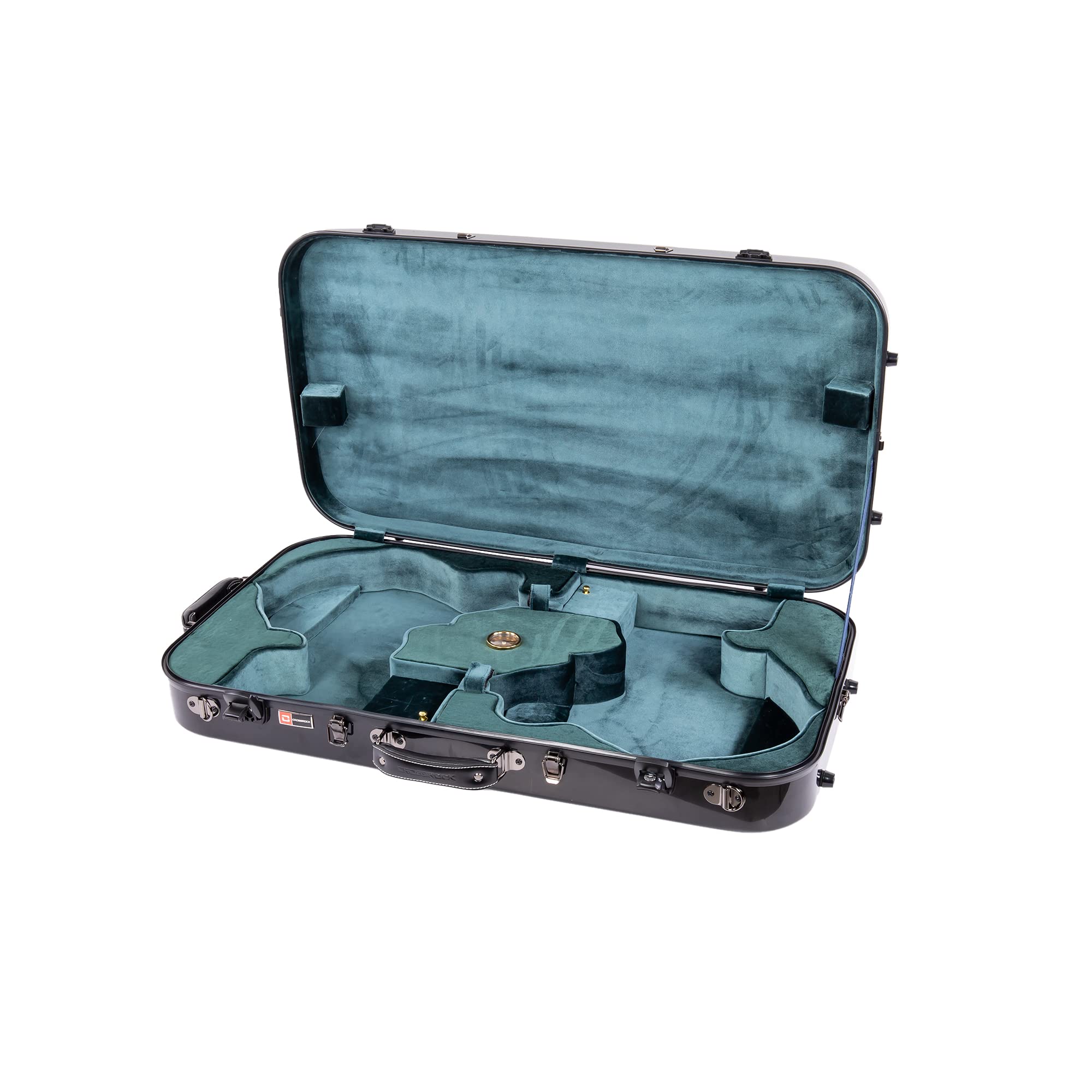Crossrock Fiberglass Double Mandolin Case for A & F-Style Mandolins – Holds 2 Instruments | Black Gloss Finish, TSA Lock, Backpack Straps – Professional Travel Series | Perfect for Musicians, Bands & Airline Travel