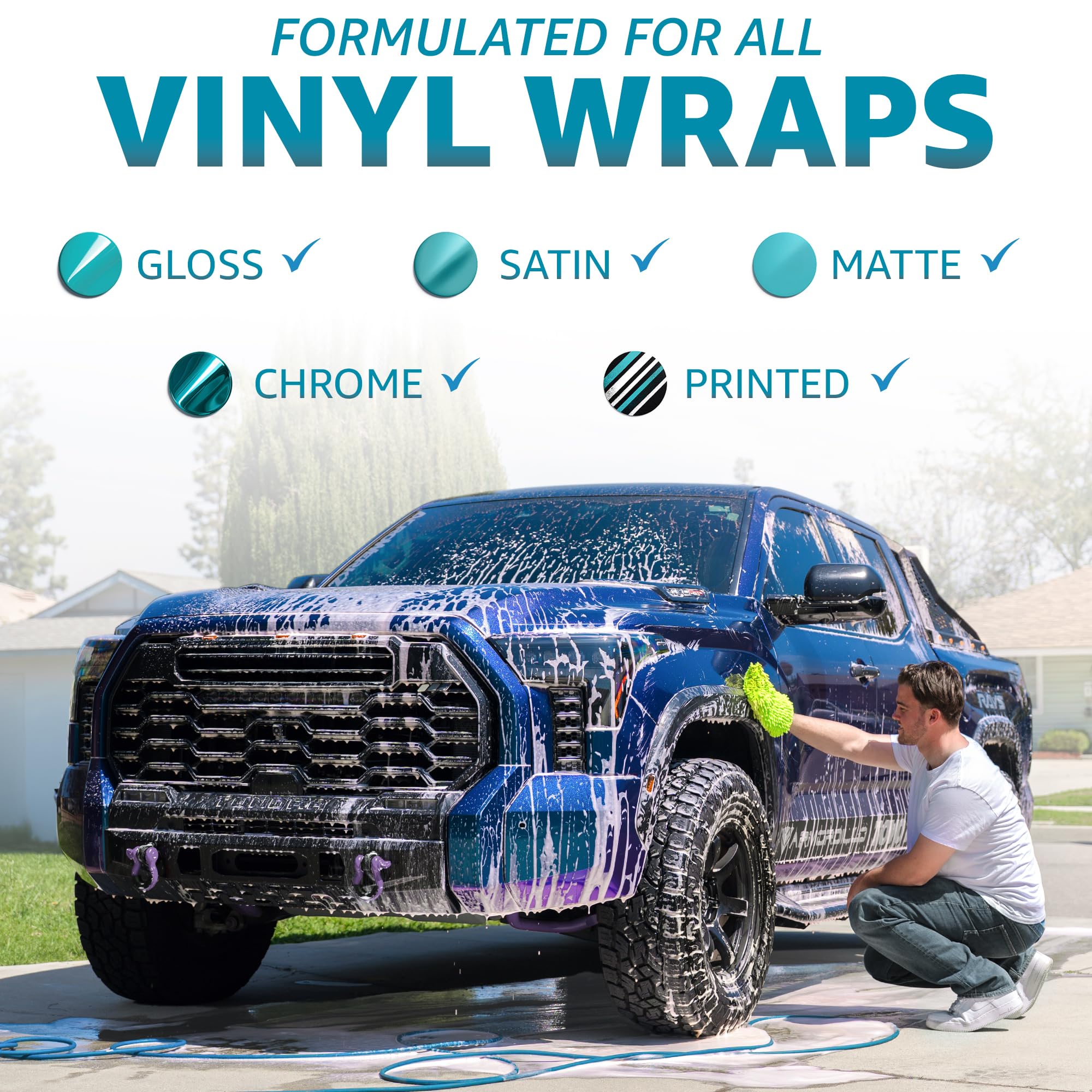 Premium Vinyl Wrap Car Wash Soap Kit - 64oz pH-Balanced Shampoo & Microfiber Mitt for Vinyl, PPF & All Finishes | Foam Cannon & Bucket Wash Ready | Perfect for Detailing, Wrapping Shops & DIY Car Enthusiasts