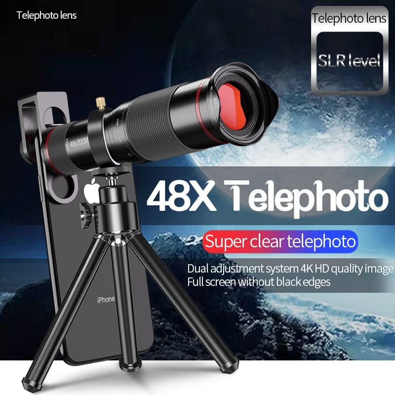 Godefa 48X Optical Telescope Telephoto Lens Kit for iPhone & Android - Clip-On Phone Camera Lens with Selfie Tripod - Perfect for Travel, Wildlife Photography & Long-Distance Shooting