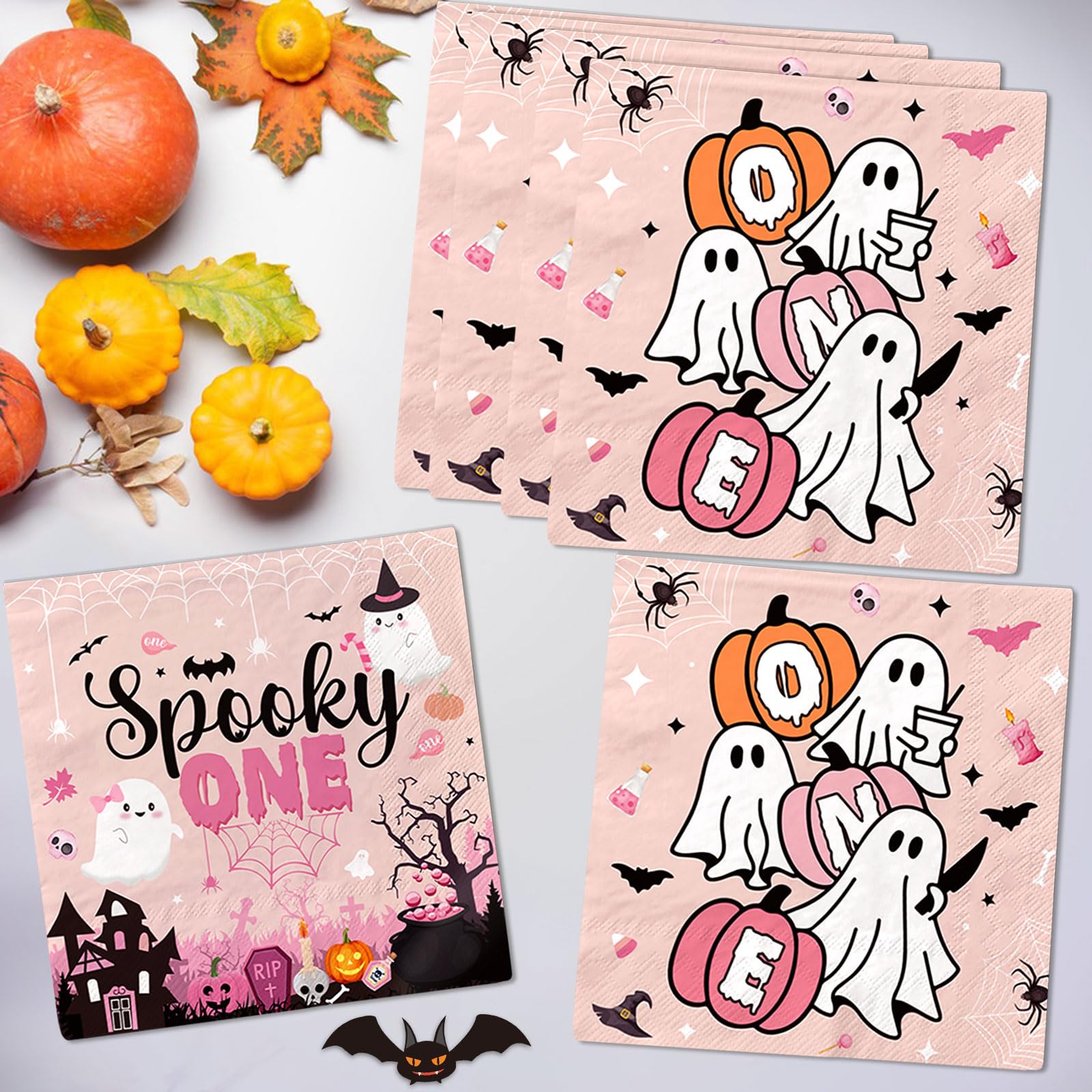 Spooky One Halloween Napkins for Party Supplies, Durable & Fun Party Tableware, Perfect for Halloween Celebrations & Themed Gatherings