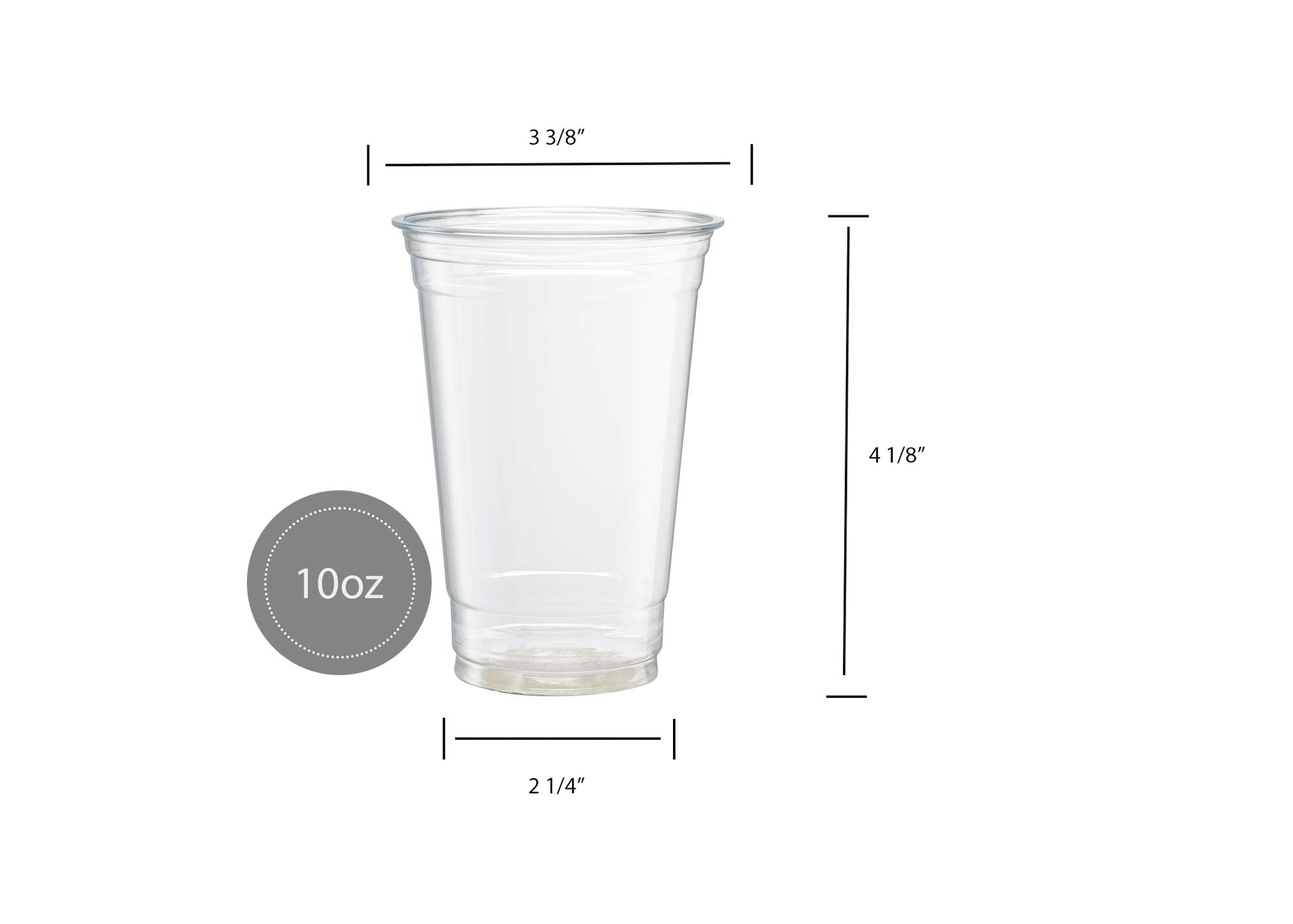 100-Pack 10oz Clear PET Plastic Cups - Disposable Iced Coffee, Cold Drinks, Smoothies, Slushies, Slurpees - Perfect for Parties, Events, Picnics & Outdoor Gatherings