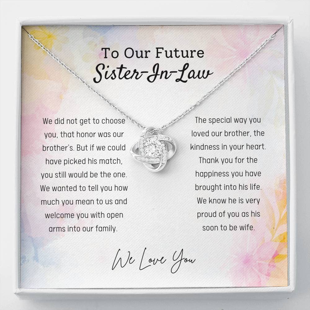 Tek Weh Love Knot Necklace - Personalized Jewelry Gift for Sister-in-Law, Future Sister-in-Law & Bonus Sister | Thoughtful Wedding, Bride & Sister Gift for Her | Perfect for Anniversaries, Bridal Showers & Special Occasions