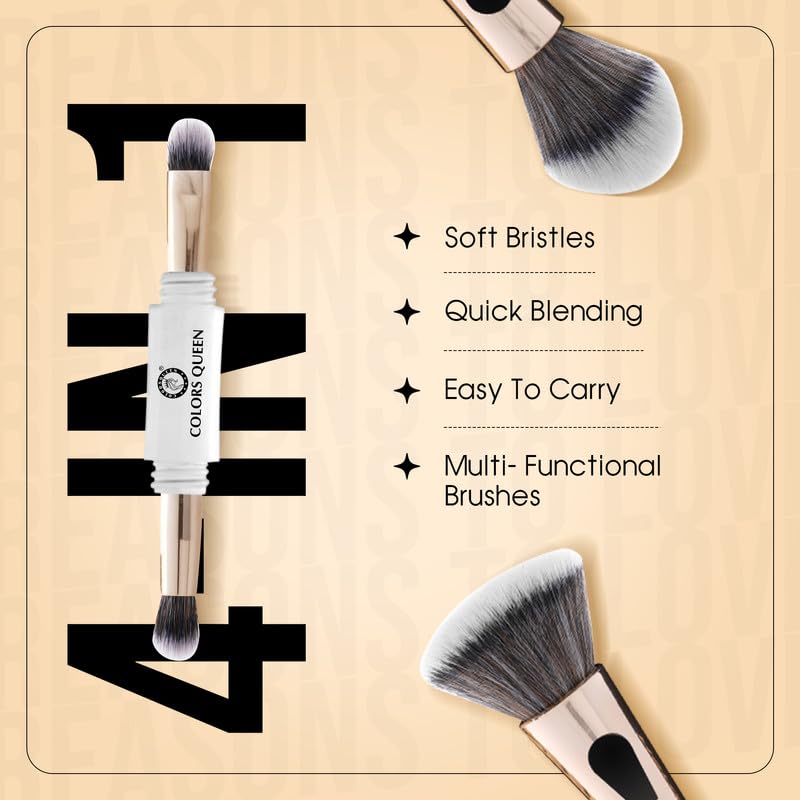 4-in-1 Makeup Brush Set - Foundation, Powder & Eyeshadow Brushes | Soft Bristles for Flawless Makeup