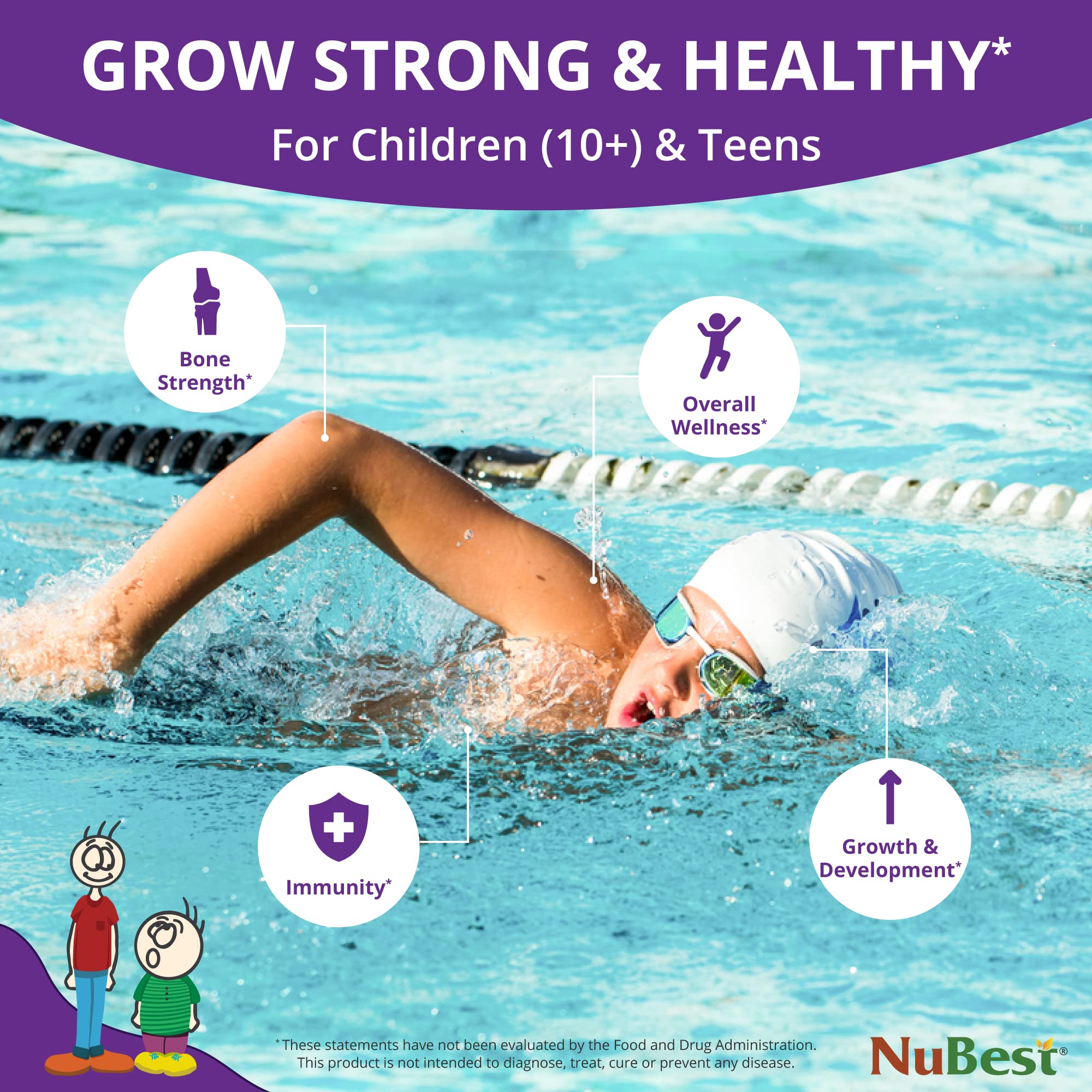 NuBest Height Growth Supplement Bundle for Kids 8+ & Teens 10+ - Doctor Recommended Growth Formula with Calcium & Vitamins - Supports Bone Development & Healthy Growth - Ideal for Active Children & Teenagers in Sports & Daily Activities
