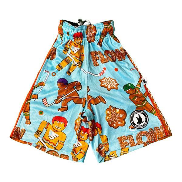 Boys' Gingerbread Print Hockey Shorts - Comfortable & Breathable for Sports & Casual Wear - Perfect for Hockey, Soccer, and Outdoor Activities