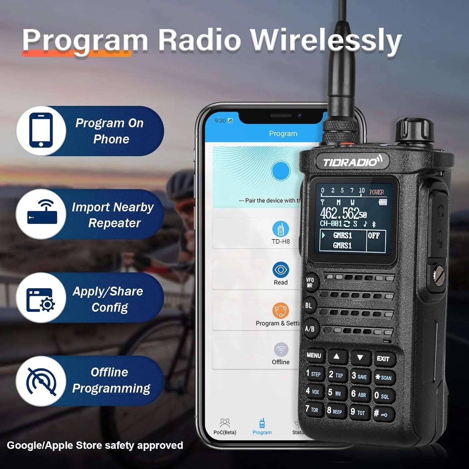 2nd Gen TD H8 GMRS Two-Way Radio 2 Pack with Spare Battery - Long Range Communication for Outdoor Adventures, Camping & Emergency Preparedness