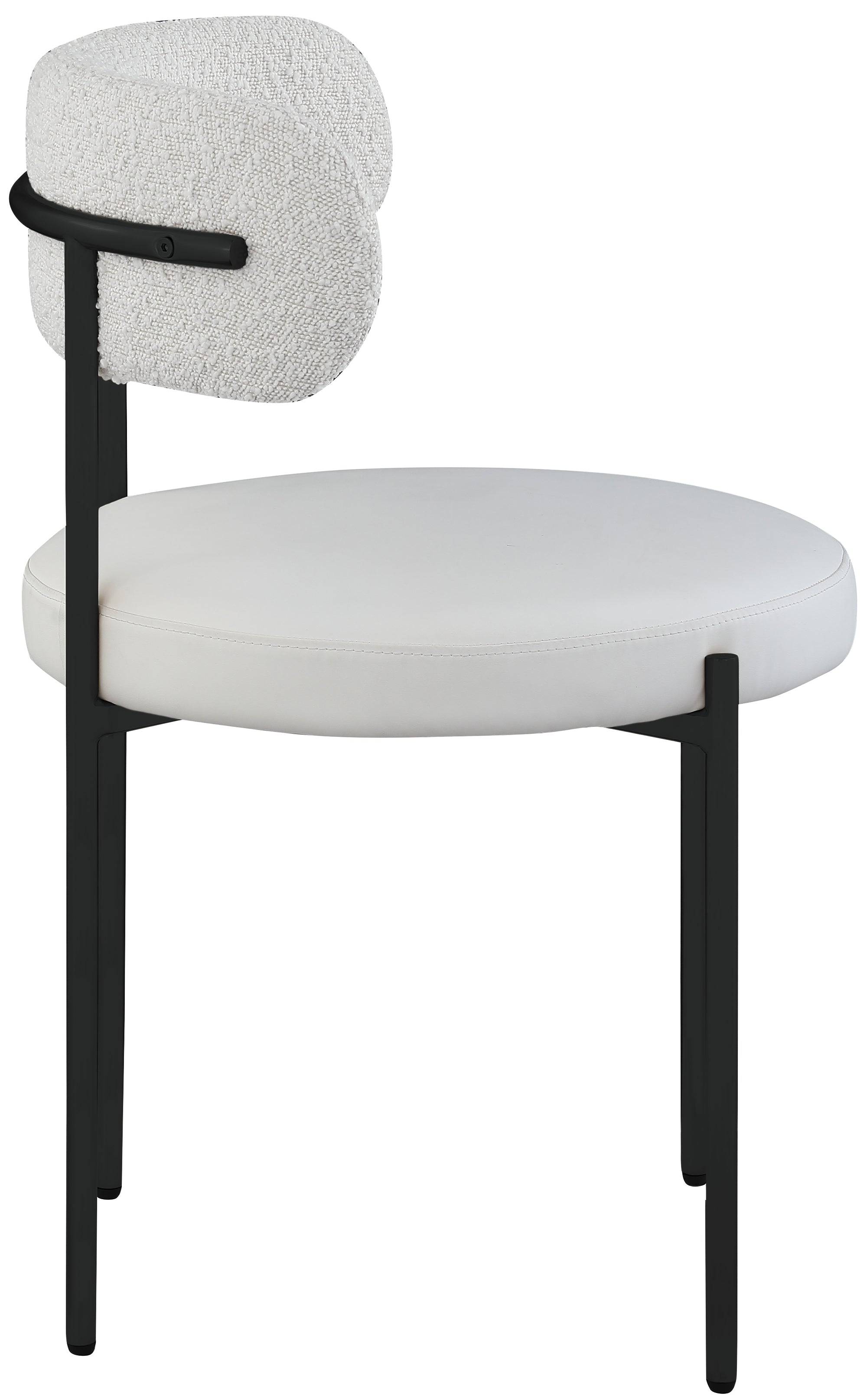 Vegan Leather & Boucle Fabric Dining Chair - Modern Comfort for Home, Office & Restaurant Use