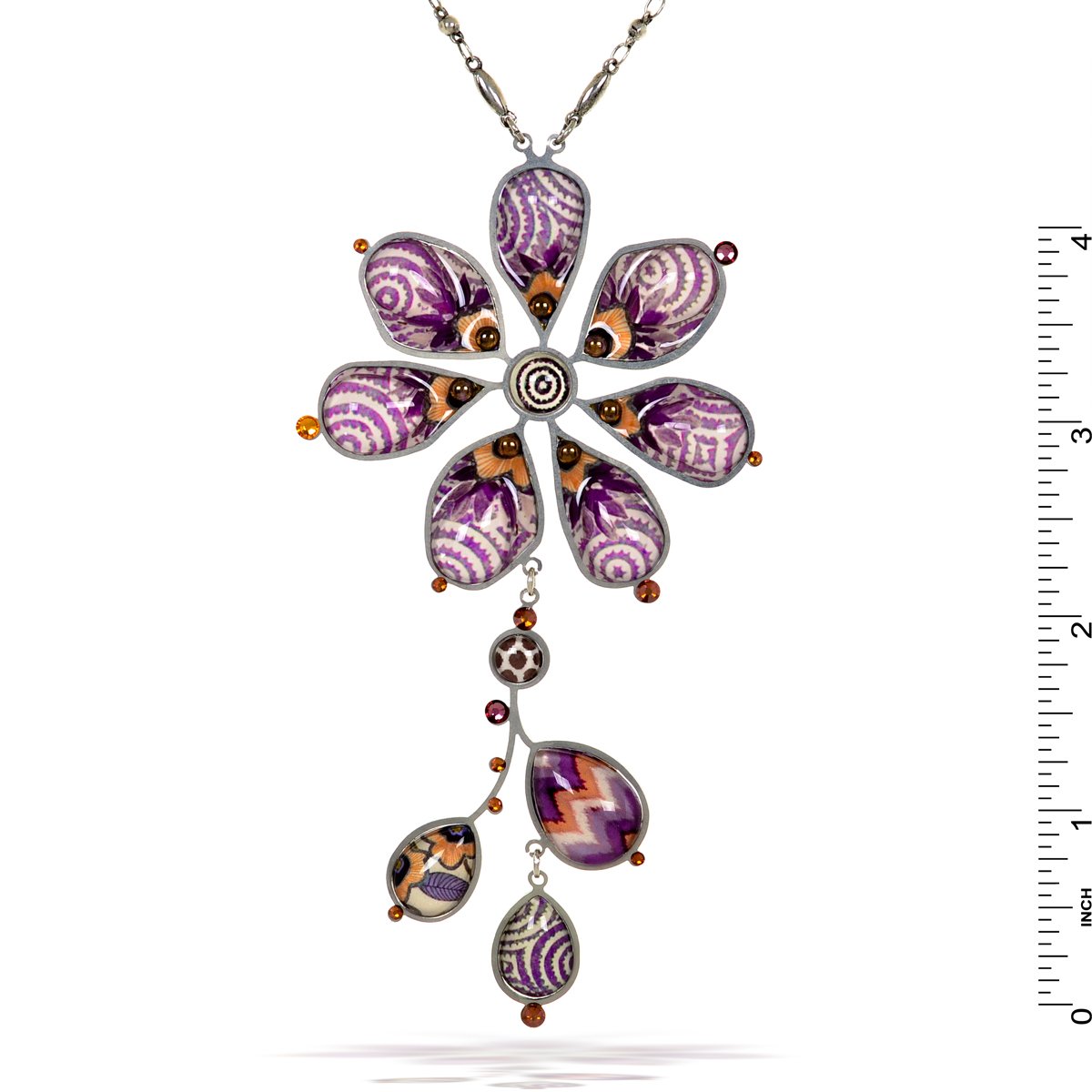Elegant Flower Pop Necklace in Purple, Cream & Orange - N2809 | Perfect for Weddings, Parties & Everyday Fashion Accessories