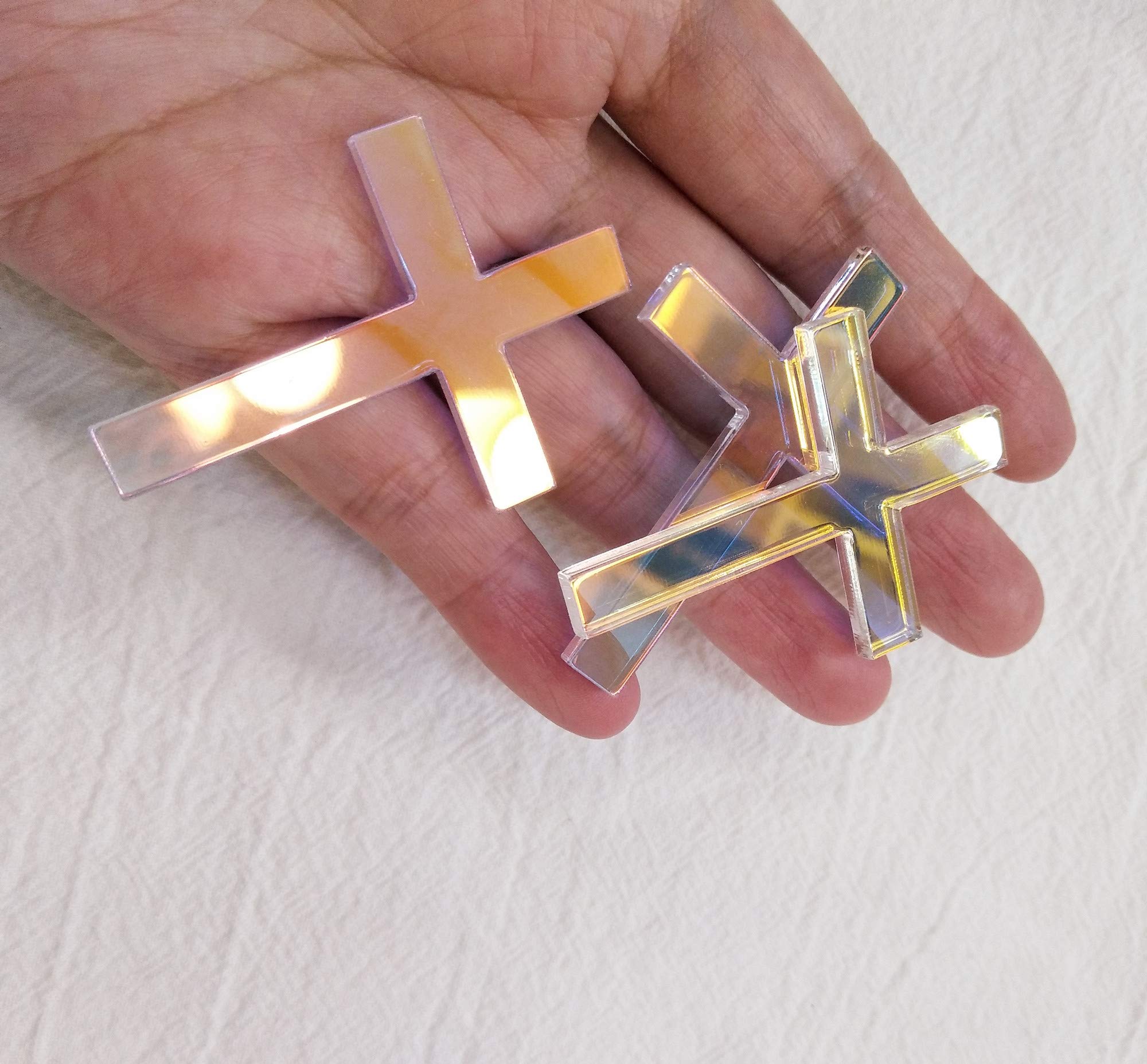 Acrylic Cross Cake Topper for Baptism & Religious Celebrations - 8 Inch Rainbow Cake Decoration for Weddings, Christenings & Easter Desserts