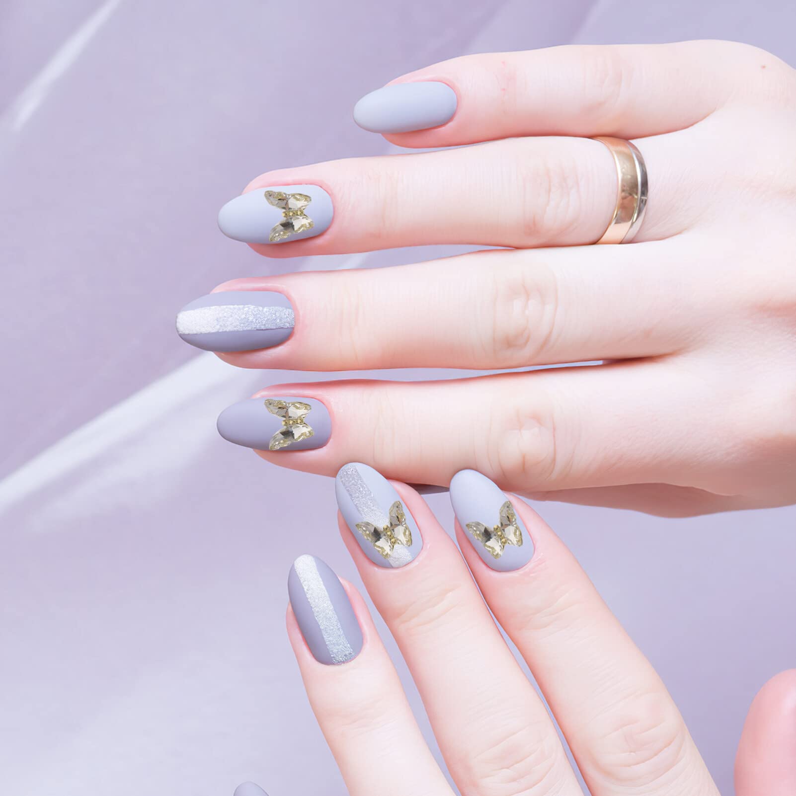 FOMIYES 10pcs 3D Butterfly Nail Art Stickers - White Rhinestone Nail Charms & Manicure Jewelry for Nail Decoration | Perfect for DIY Nail Designs, Bridal Manicures, and Special Occasion Nail Art