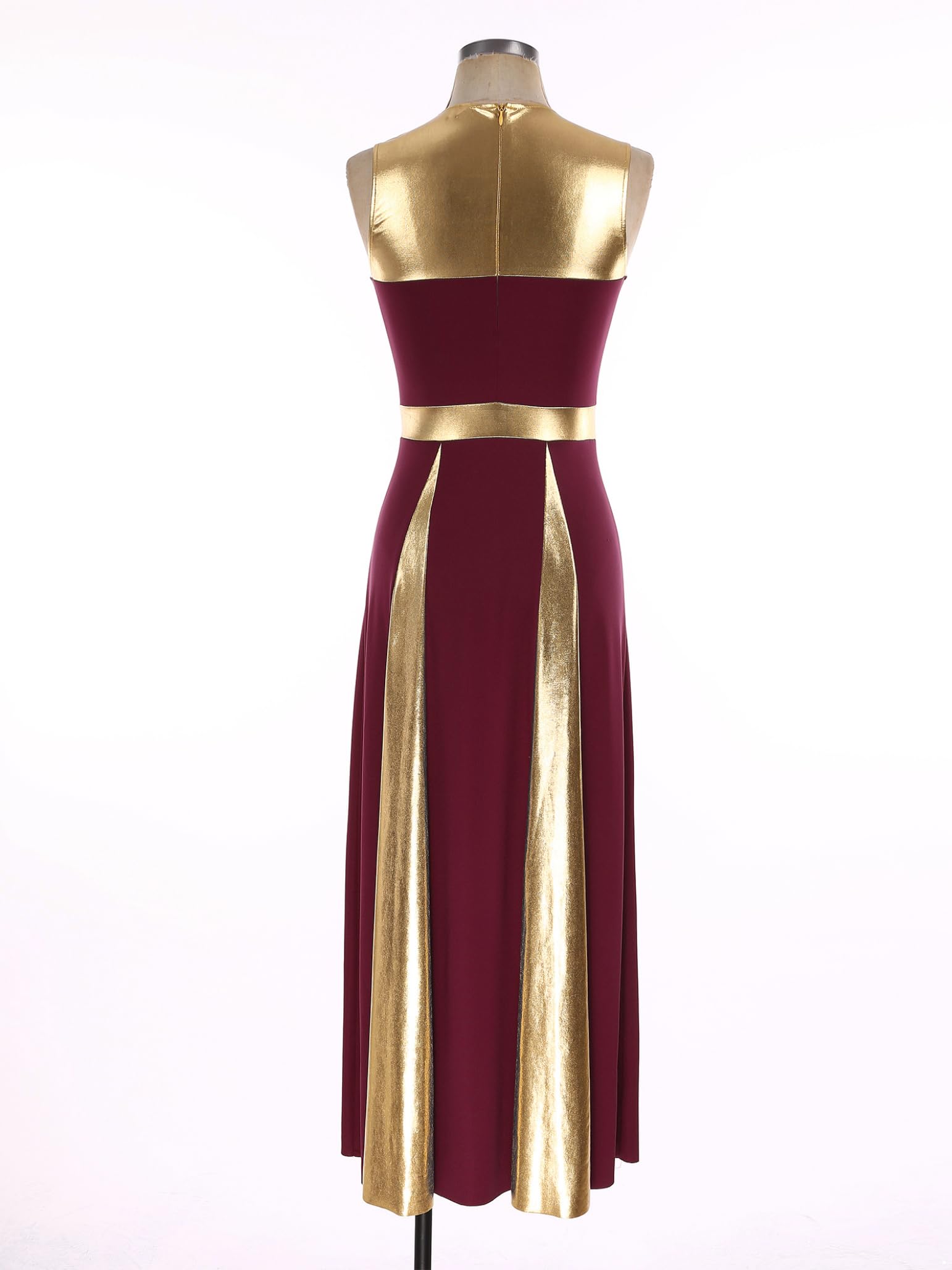 Women's Sleeveless Metallic Praise Dance Dress - Lyrical Worship Costume, Liturgical Robe Tunic for Church Performances & Spiritual Gatherings