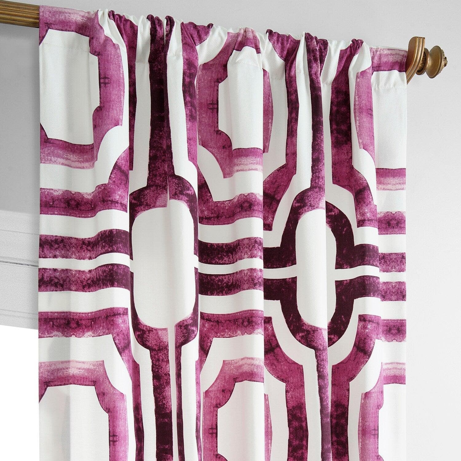 Mecca Pink Geometric Printed Cotton Blackout Curtains for Bedroom & Living Room - Stylish Window Treatment for Light Control & Privacy