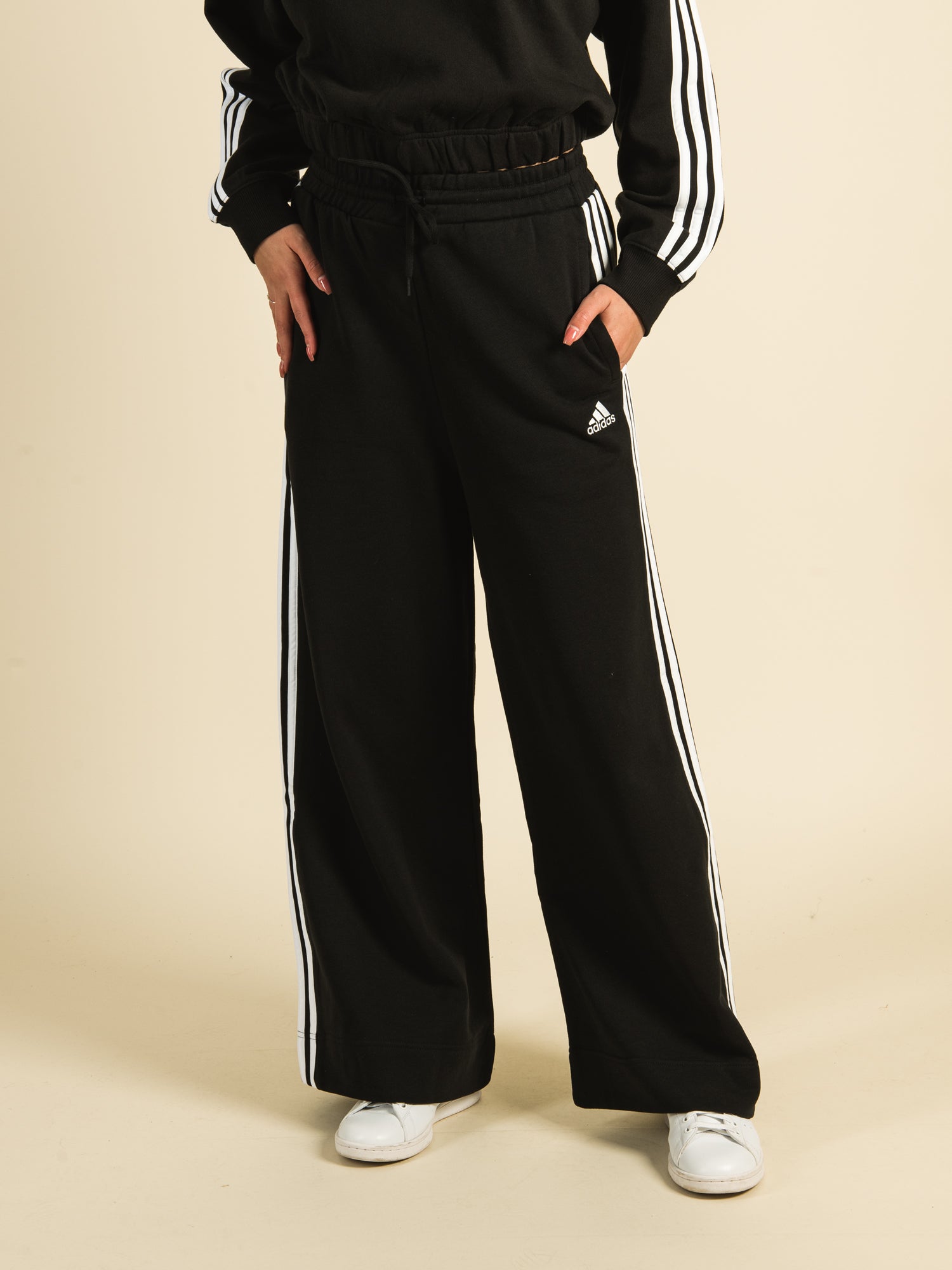 Adidas 3 Stripes Wide Leg Sweatpants for Women & Men | Comfortable Lounge Pants | Casual Streetwear | Perfect for Yoga, Running & Home Relaxation