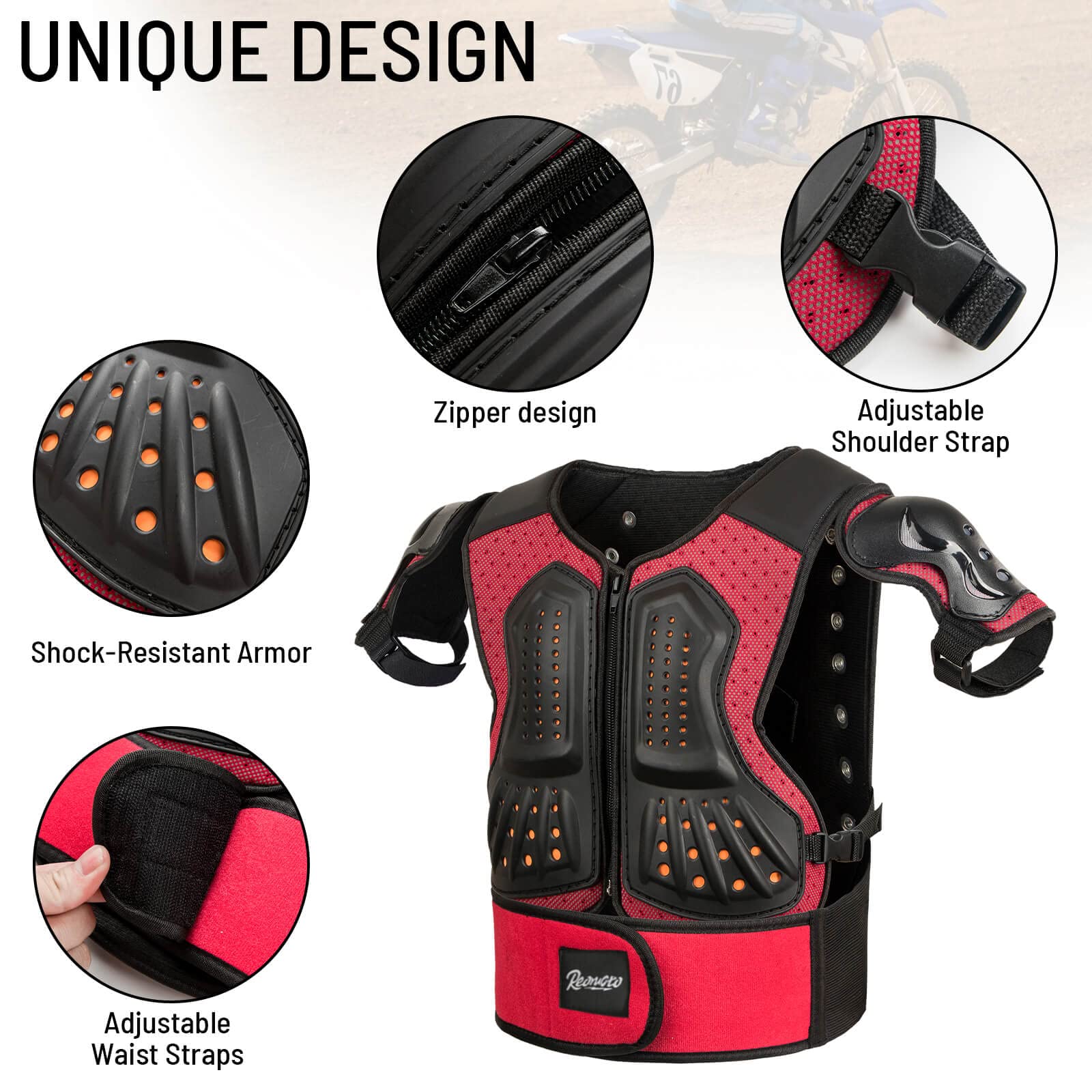 Reomoto Kids Protective Gear Set - Motorcycle Armor Suit for Boys & Girls, Dirt Bike Gear for Cycling, Skating, Off-Road Riding & Skiing | Safety Equipment for Youth Outdoor Sports & Extreme Activities