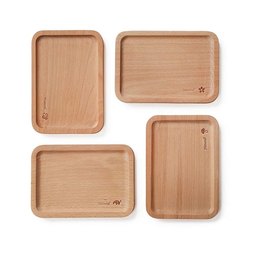 Natural Wooden Square Plates for Dinner, Salad, Dessert & Fruit - 6 Inch Unpainted Wood Tray for Breakfast, Restaurant, Family & Party Use - Eco-Friendly Dining & Serving Plates for Students & Home Use