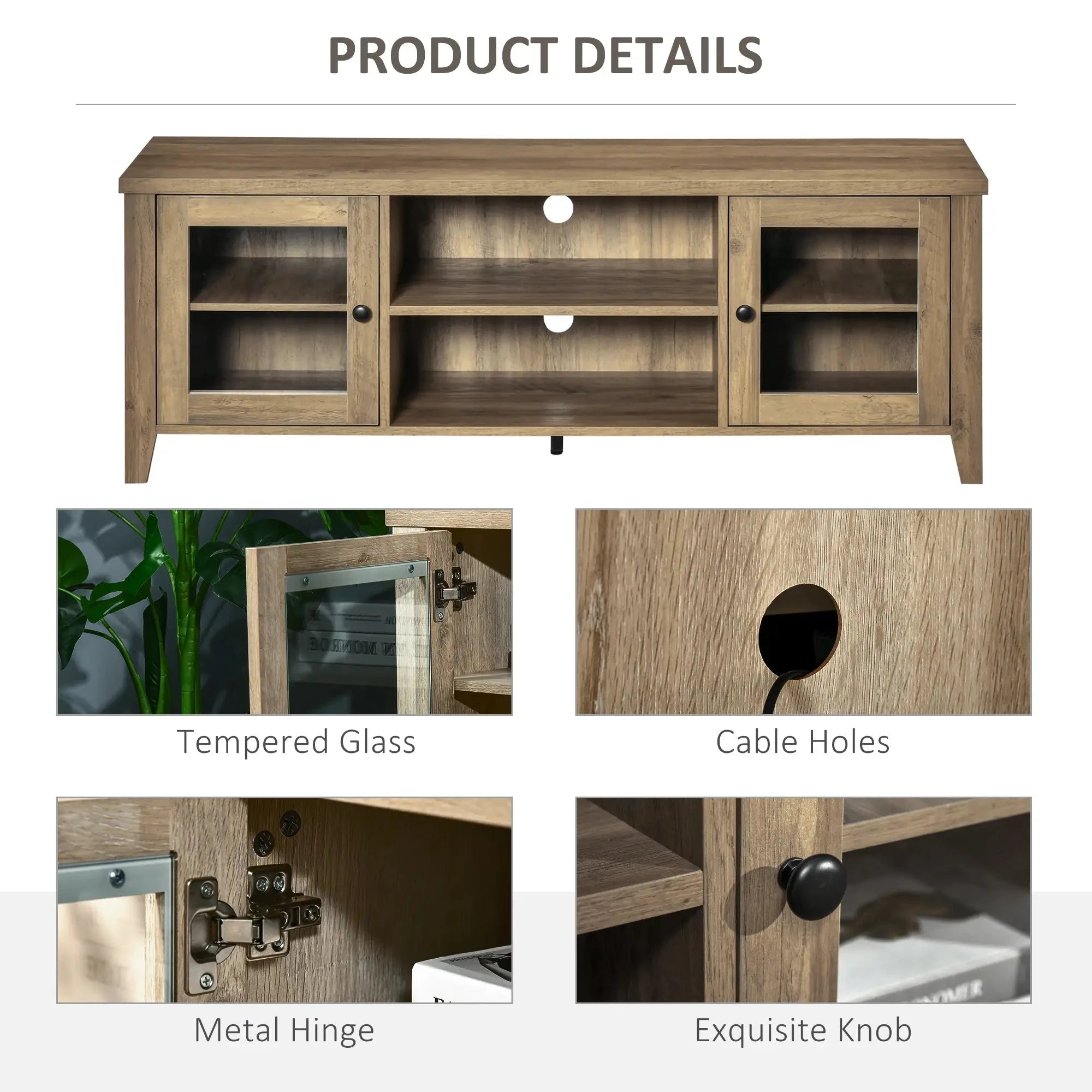 Modern TV Stand for Up to 60 Inch TVs - Sturdy Wooden Entertainment Center with Storage Shelf (Black/White/Walnut) - Perfect for Living Room, Bedroom & Home Theater Setup