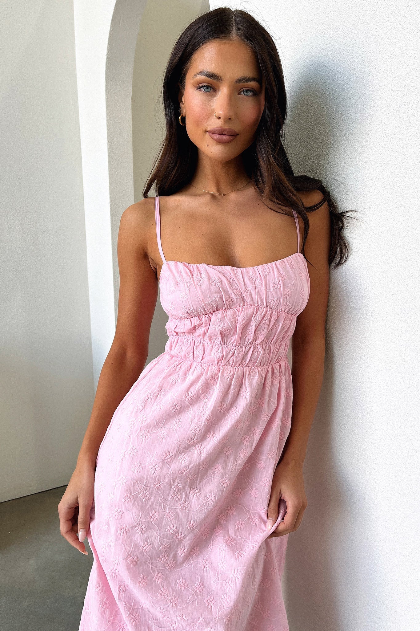 Mik Midi Dress for Women - Flowy Pink Summer Dress for Casual Wear, Date Night & Beach Vacation | Elegant A-Line Skirt with Floral Print