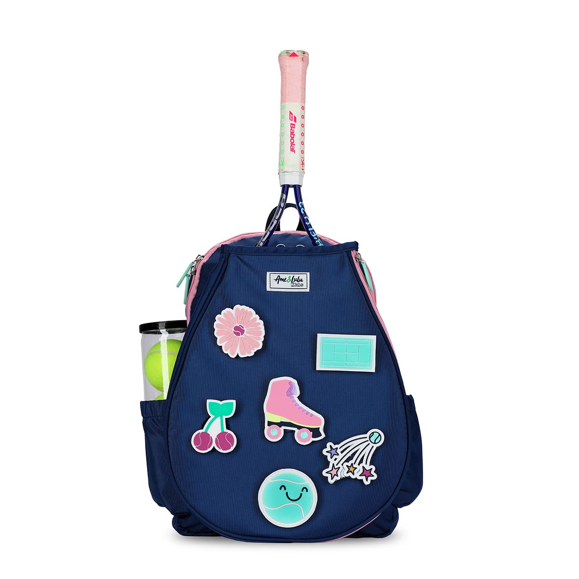 Ame & Lulu Little Patches Tennis Backpack for Women - Vintage Style Sports Bag with Multiple Pockets, Perfect for Tennis, School, Gym & Travel Accessories (Retro Vibes Collection)