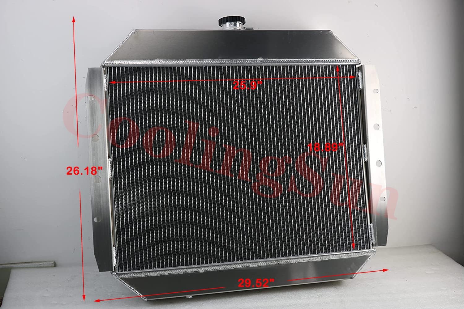 Ford F100 F150 F250 F350 Bronco Truck V8 1966-1979 4-Row Aluminum Radiator with Electric Fan Shroud & Thermostat Kit - Heavy Duty Cooling Replacement for Off-Road, Towing & Hot Climate Driving
