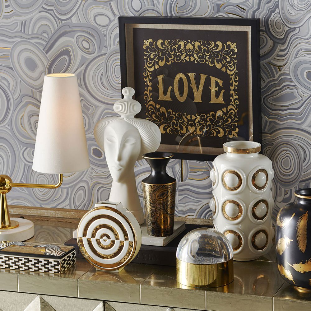 Jonathan Adler Medium Globo Box in Gold - Stylish Decorative Storage for Home & Office Organization