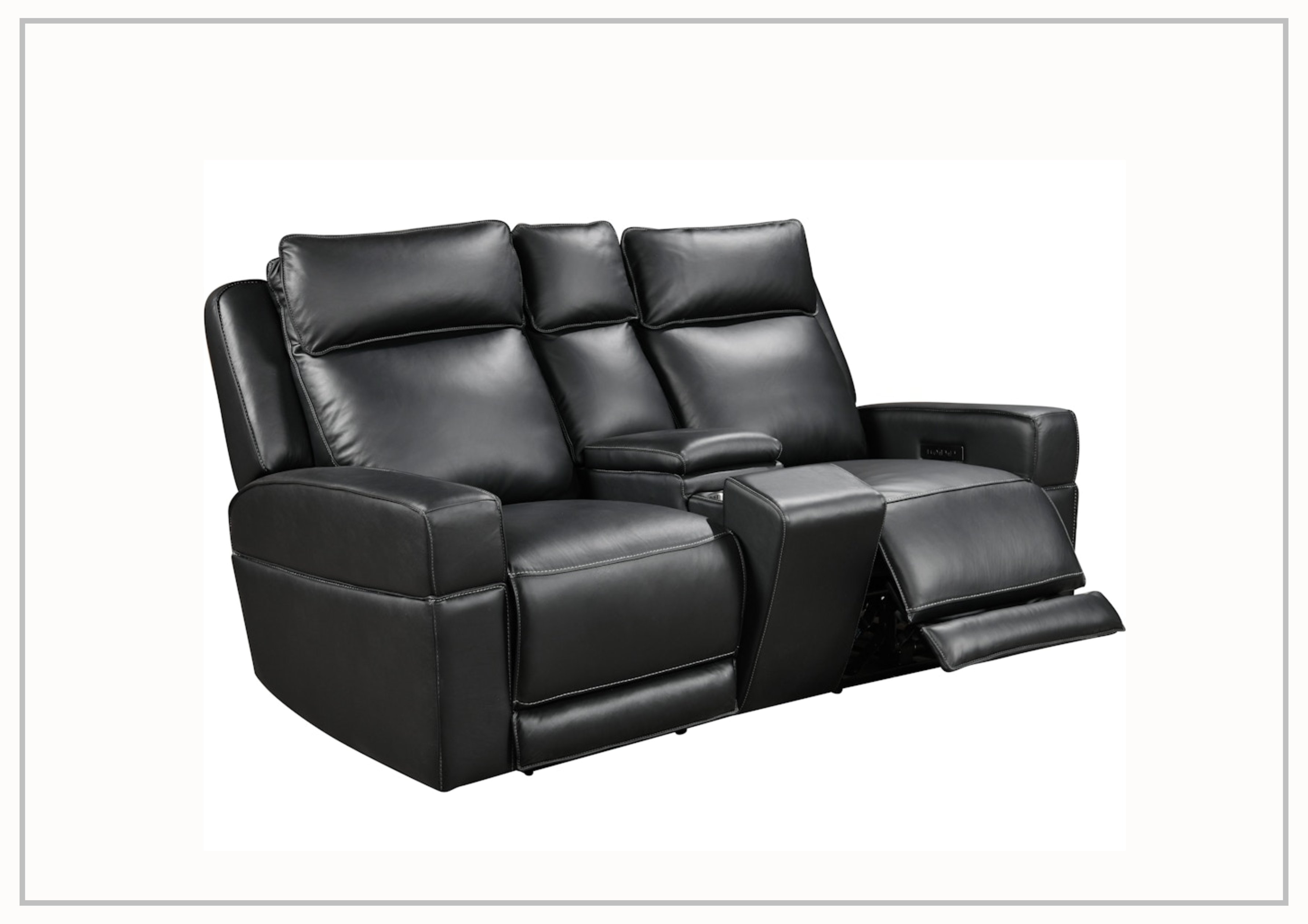 Gio Italia Home Vault Power Reclining Leather Loveseat in Black - Modern Electric Recliner Sofa for Living Room, Home Theater & Small Spaces