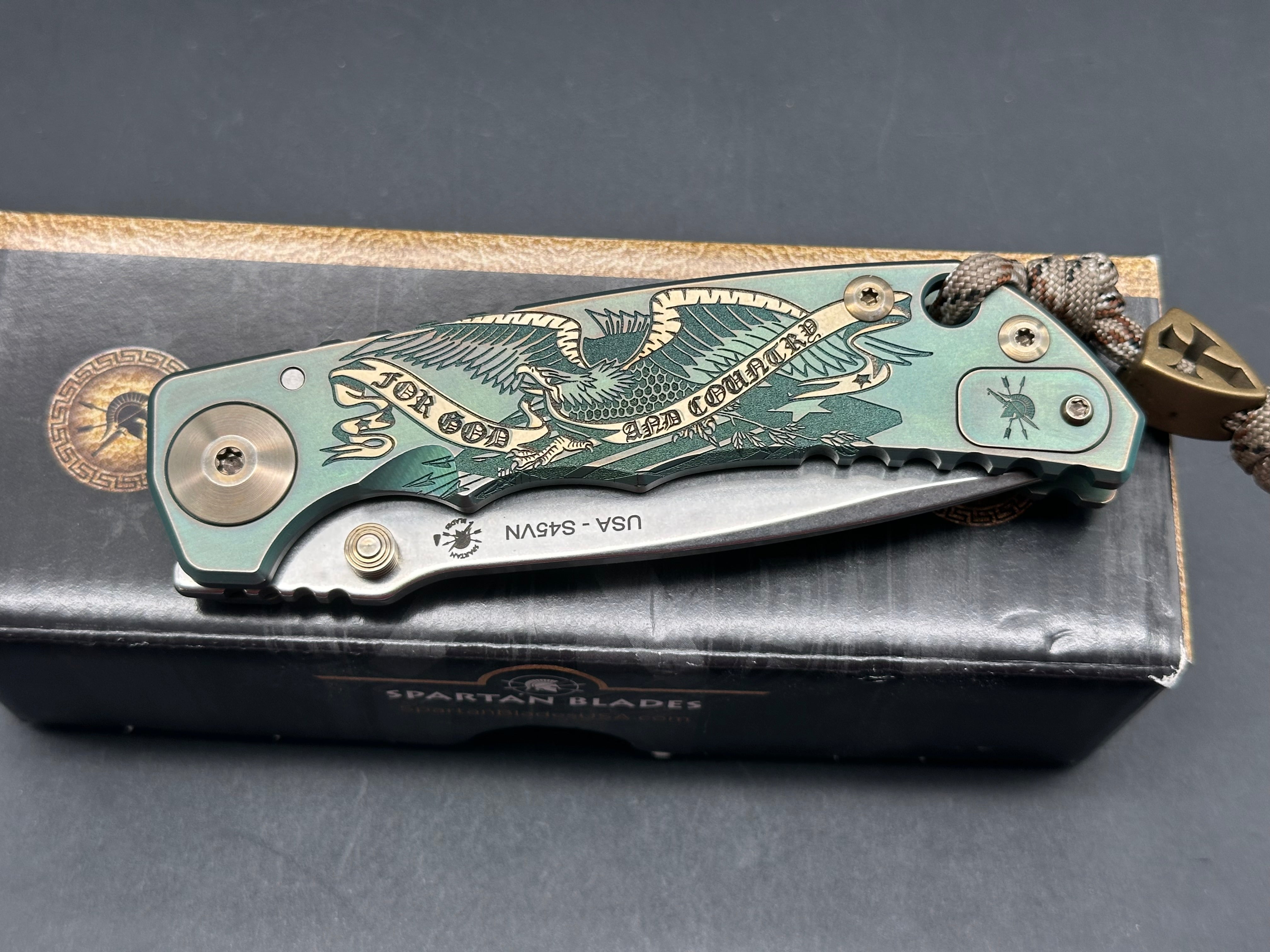 Spartan Blades Harsey Folder Tactical Knife - God & Country Edition | High-Quality EDC Folding Knife for Outdoor, Survival & Everyday Carry