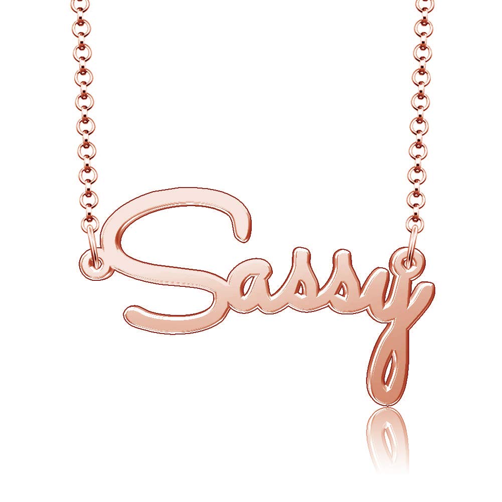 Personalized Rose Gold Plated Name Necklace with Inspirational Words - Custom Jewelry Gift for Women, Birthday, Anniversary, Valentine's Day & Special Occasions