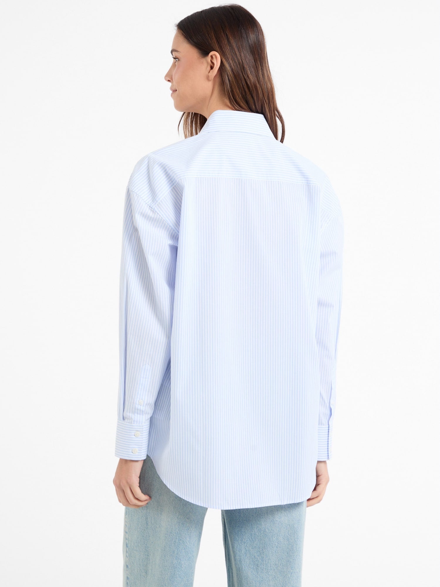 Guess Women's Blue Denim Oversized Shirt - Casual Button Down Top for Streetwear & Layered Outfits