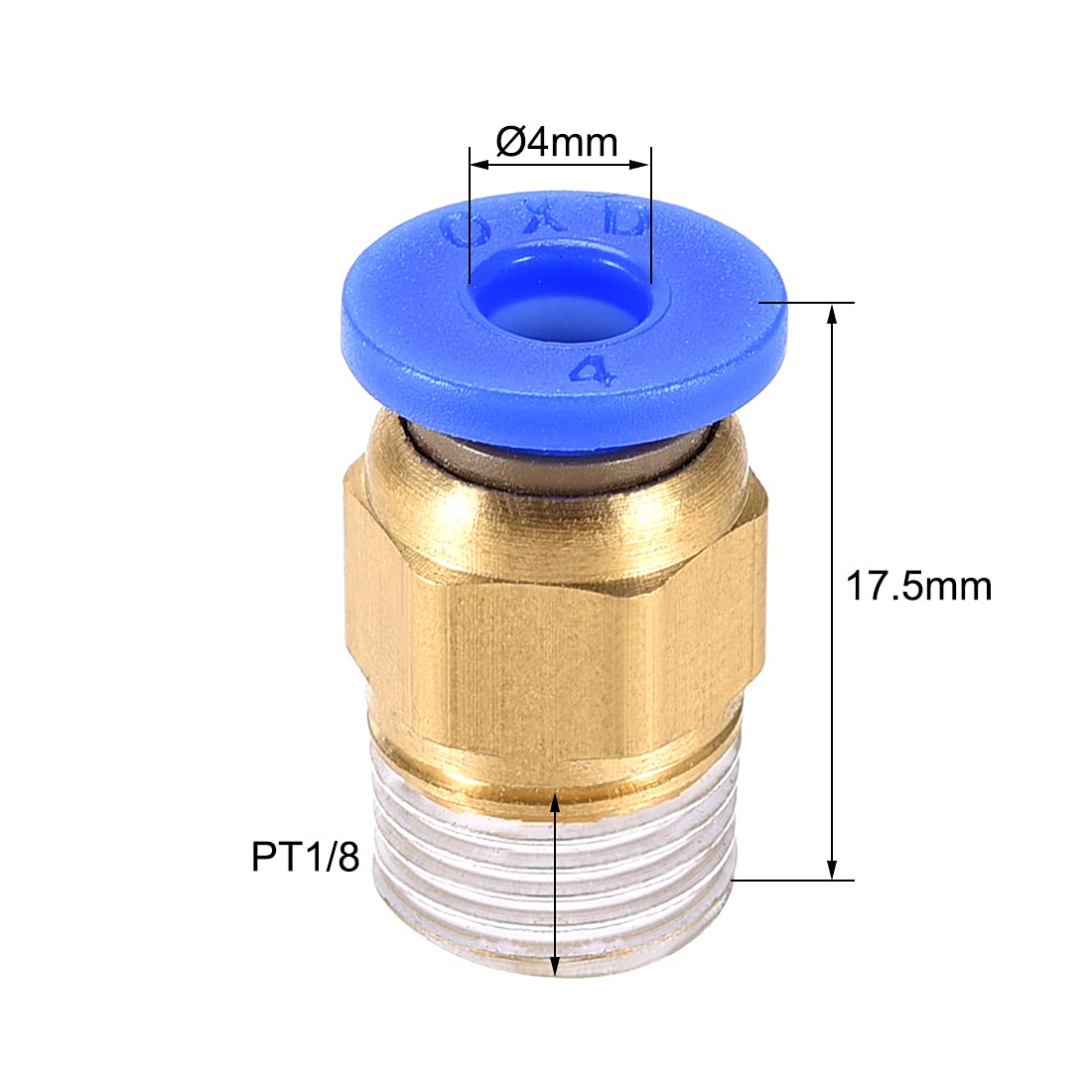 uxcell BSPT1/8 Pneumatic Fitting Push to Connect Adapter - 10pcs for 3D Printer Extruder, 4mm OD Hose & 1.75mm Filament - Air Compressor & DIY Projects Accessories